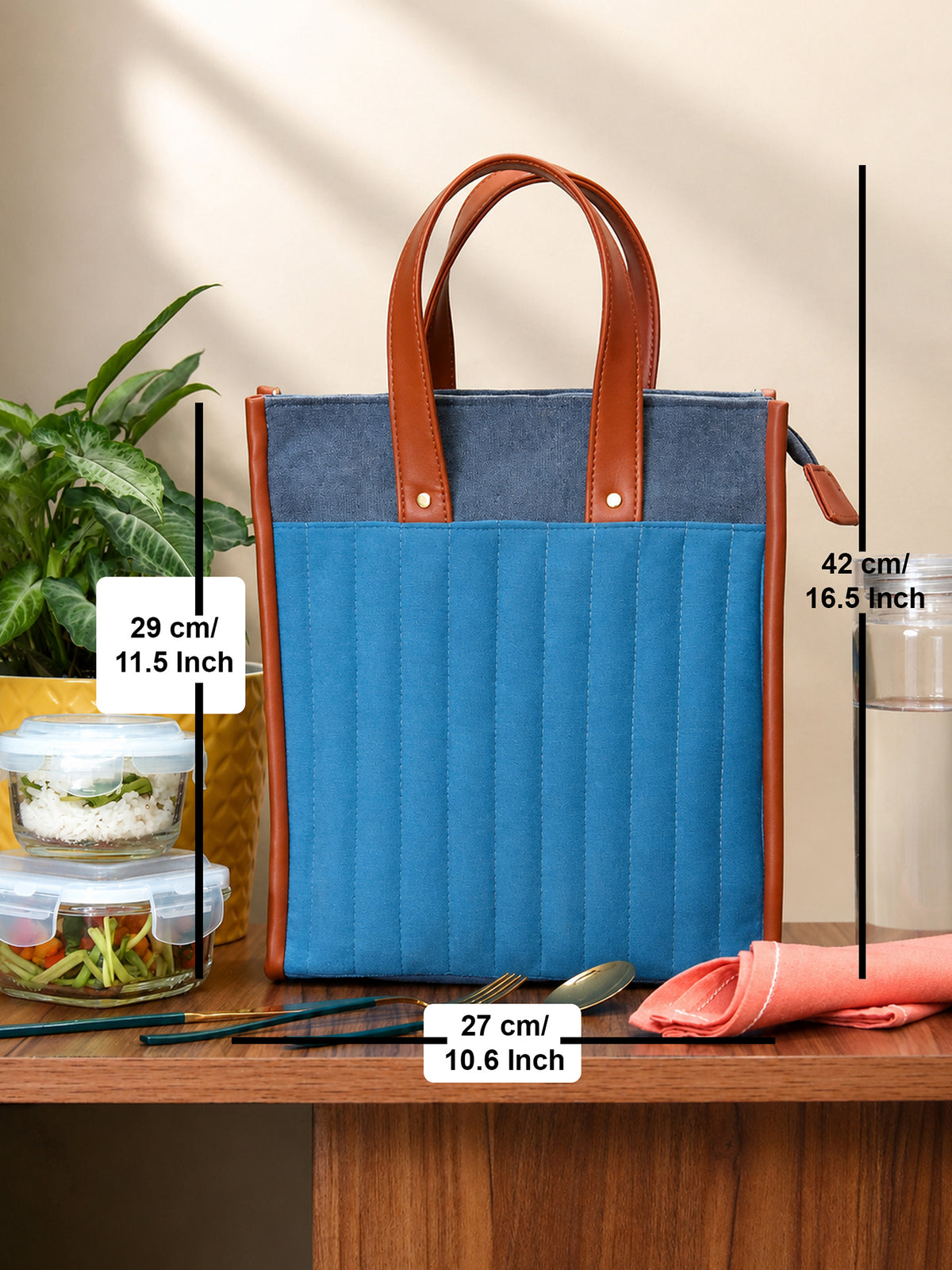 Blue Velvet Quilted Lunch Bag