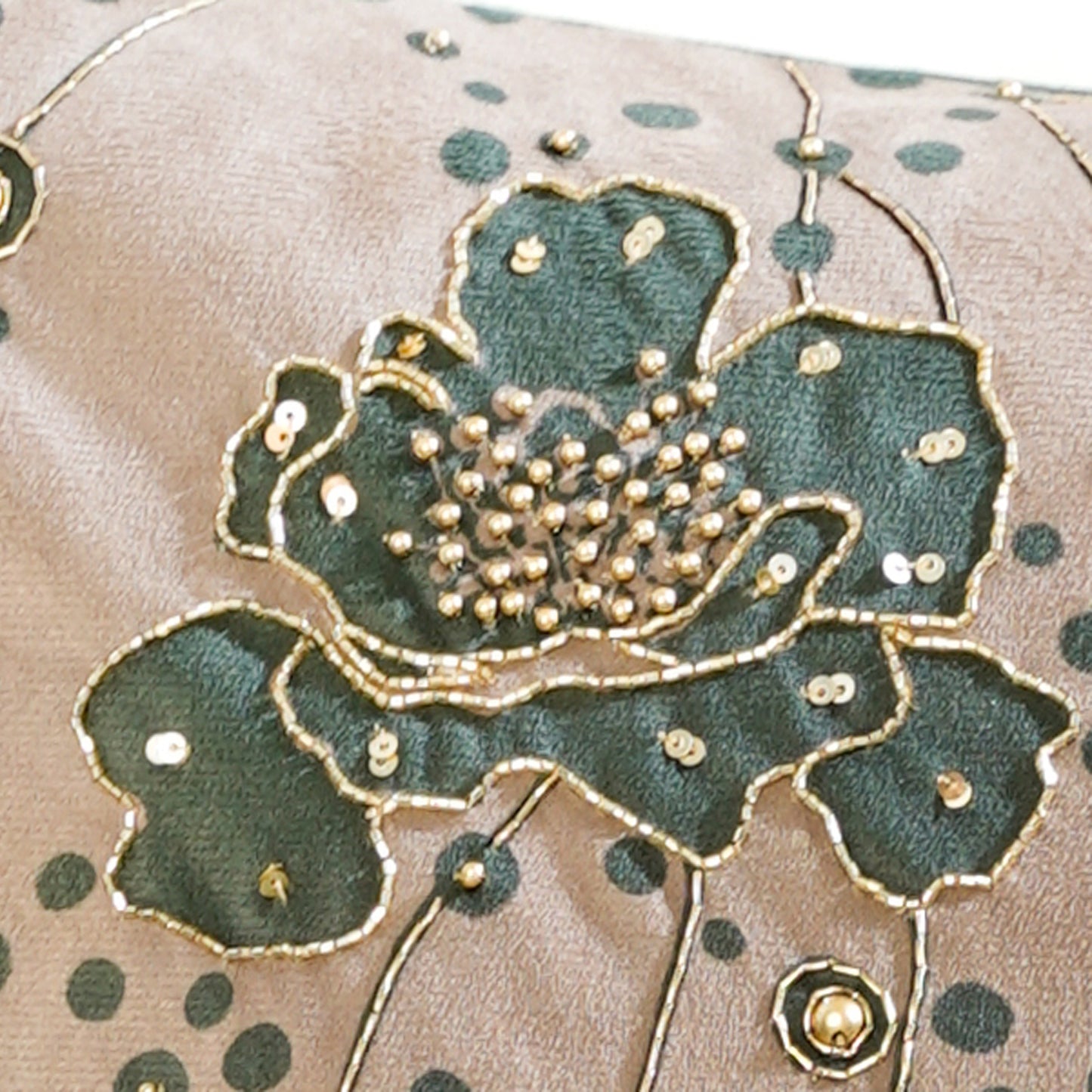 Gilded Garden Green & Grey Velvet Cushion Cover 16x16 inch