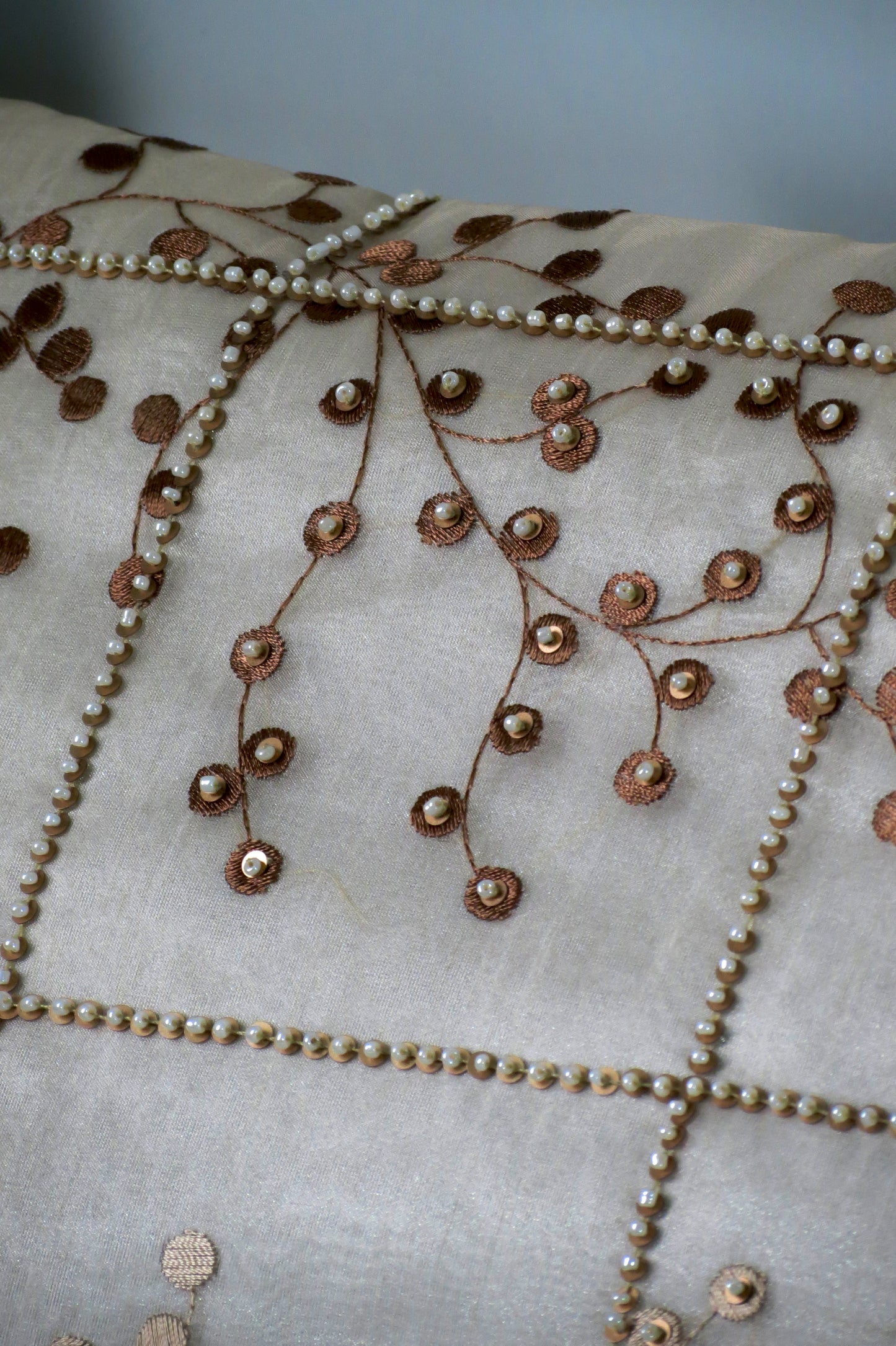 Hand Embroidery Desert pearl tissue cushion cover