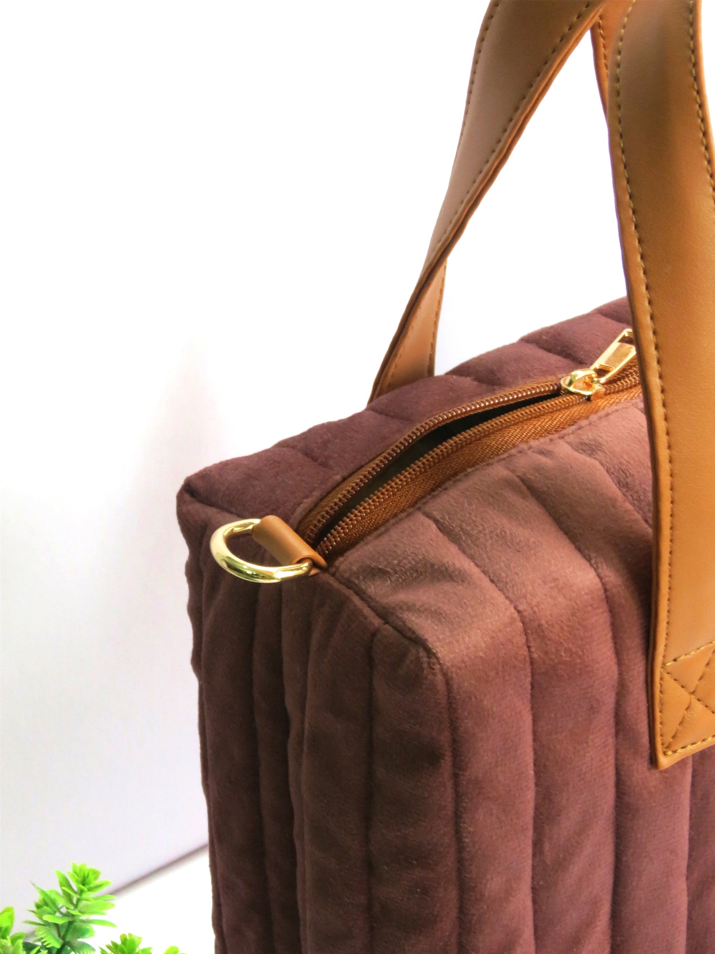 Quilted Velvet Lunch Bag for Office