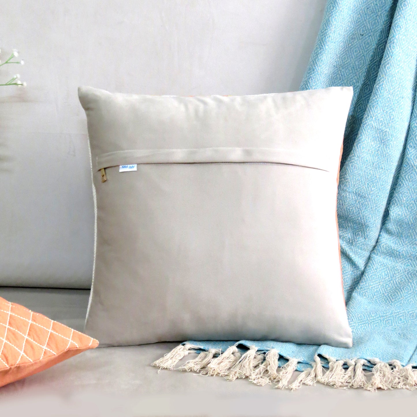 Soft Sculptures White Velvet with Cotton Cushion Covers 16x16 Inch Set of 3