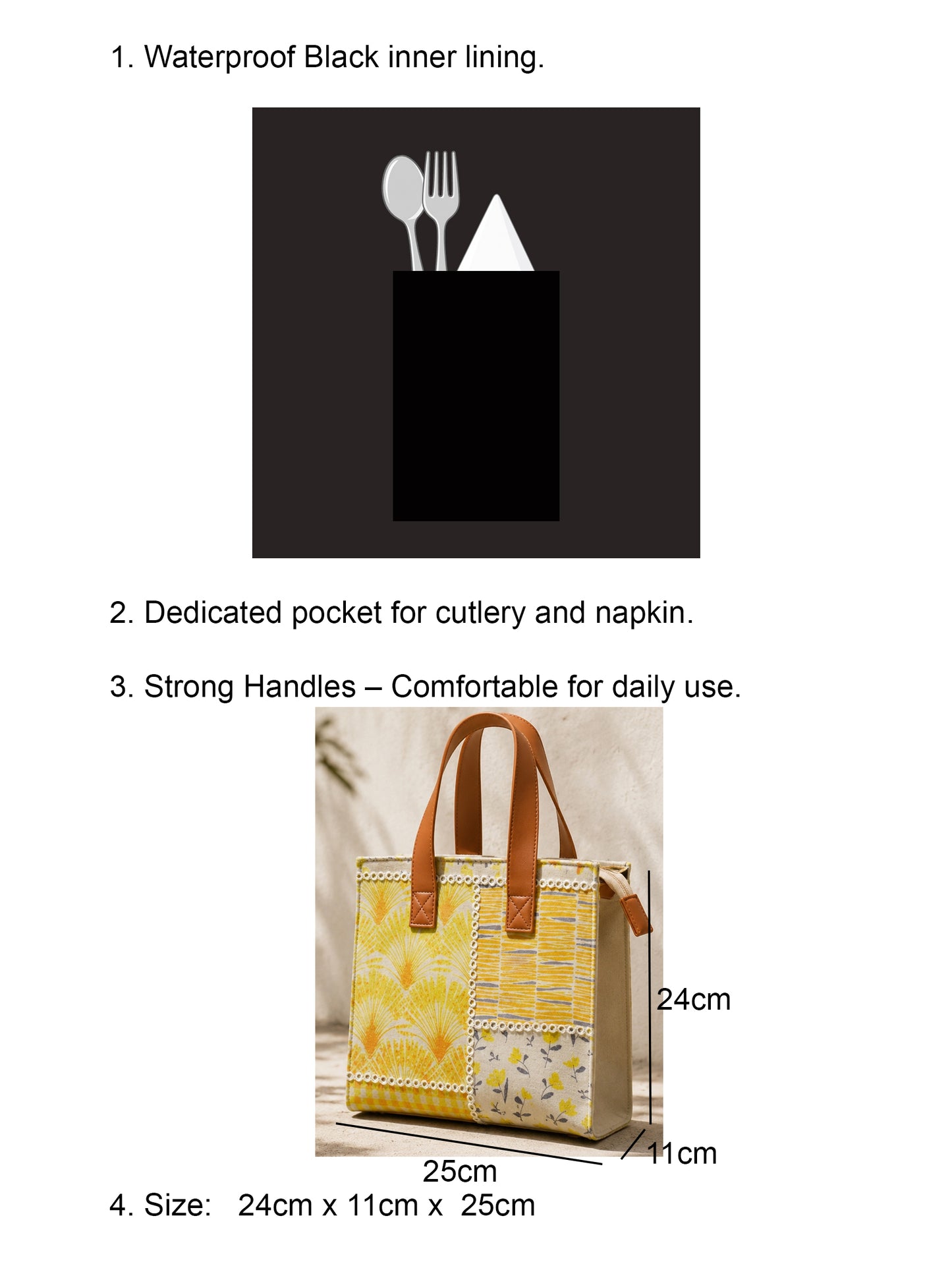 Yellow Printed Lunch Bag
