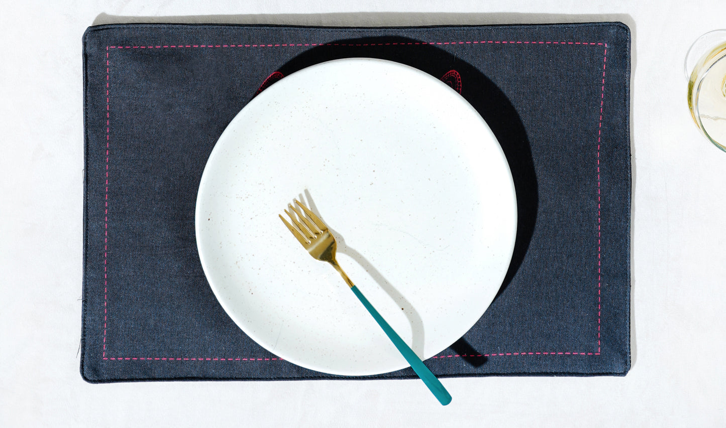 The Graceful Feather cotton Table Mat 12x18 Inch Set of 2