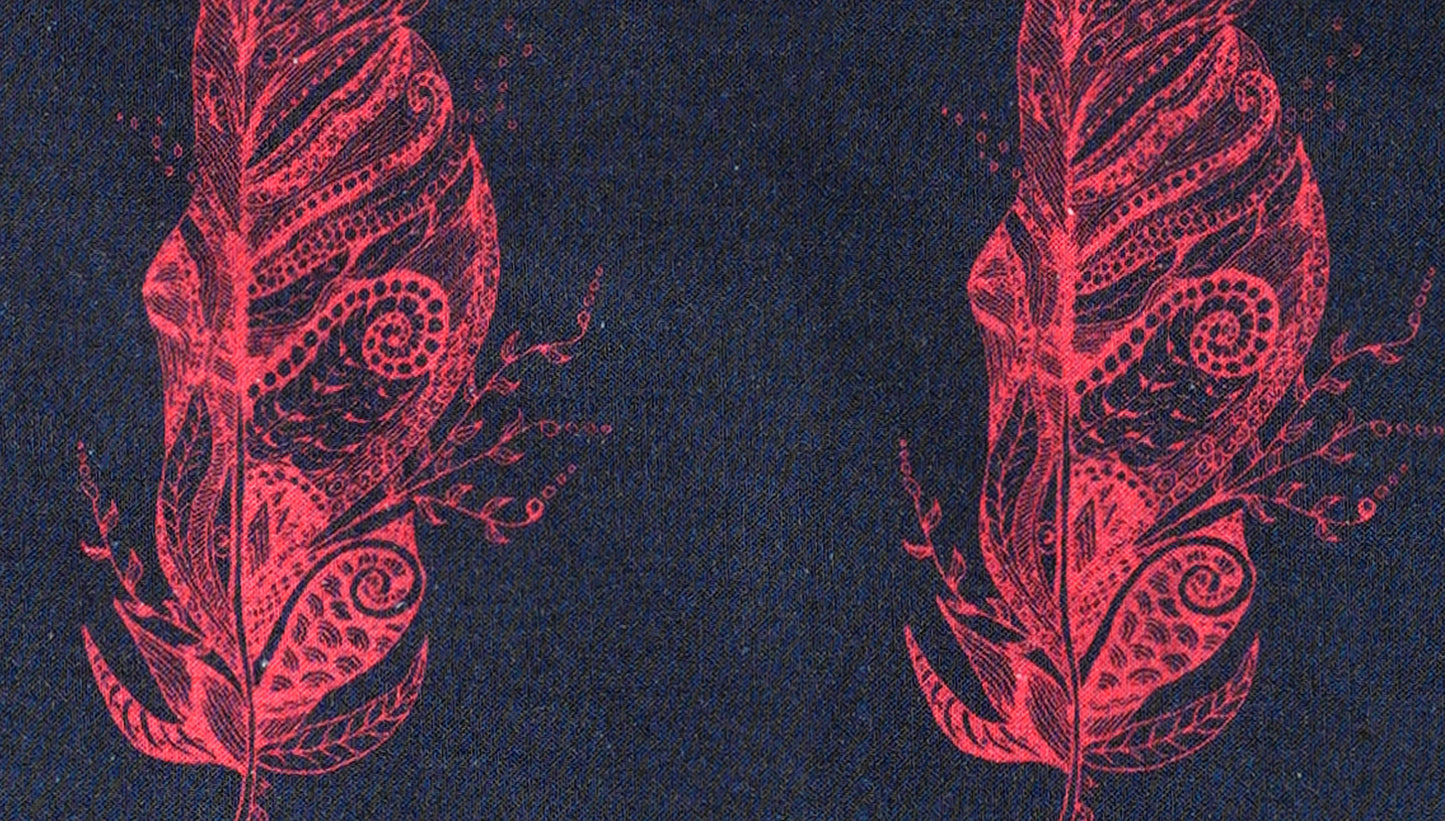 The Graceful Feather cotton Table Mat 12x18 Inch Set of 2