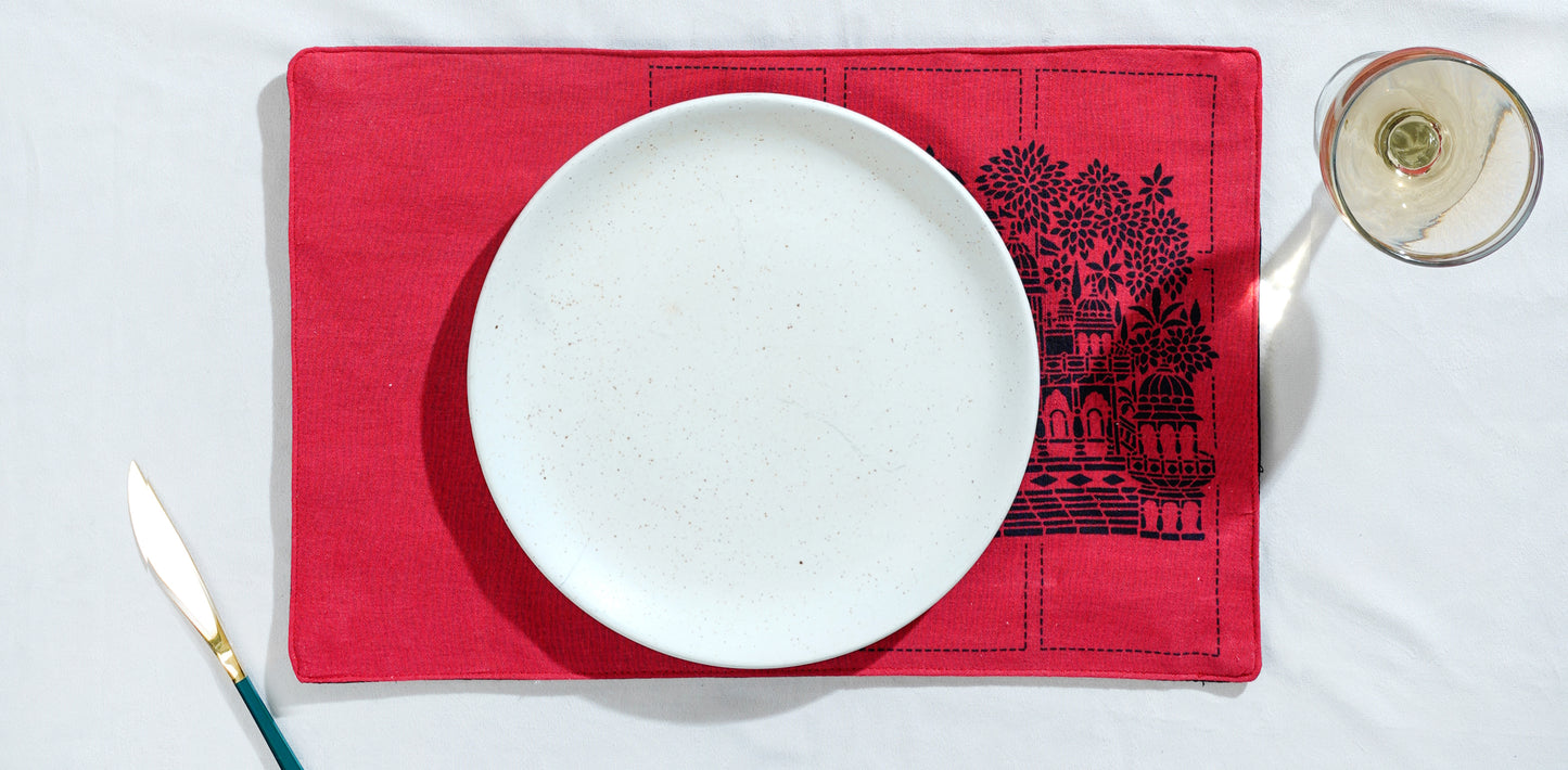 The Temple's Grace cotton Table Mat 12x18 Inch Set of 2