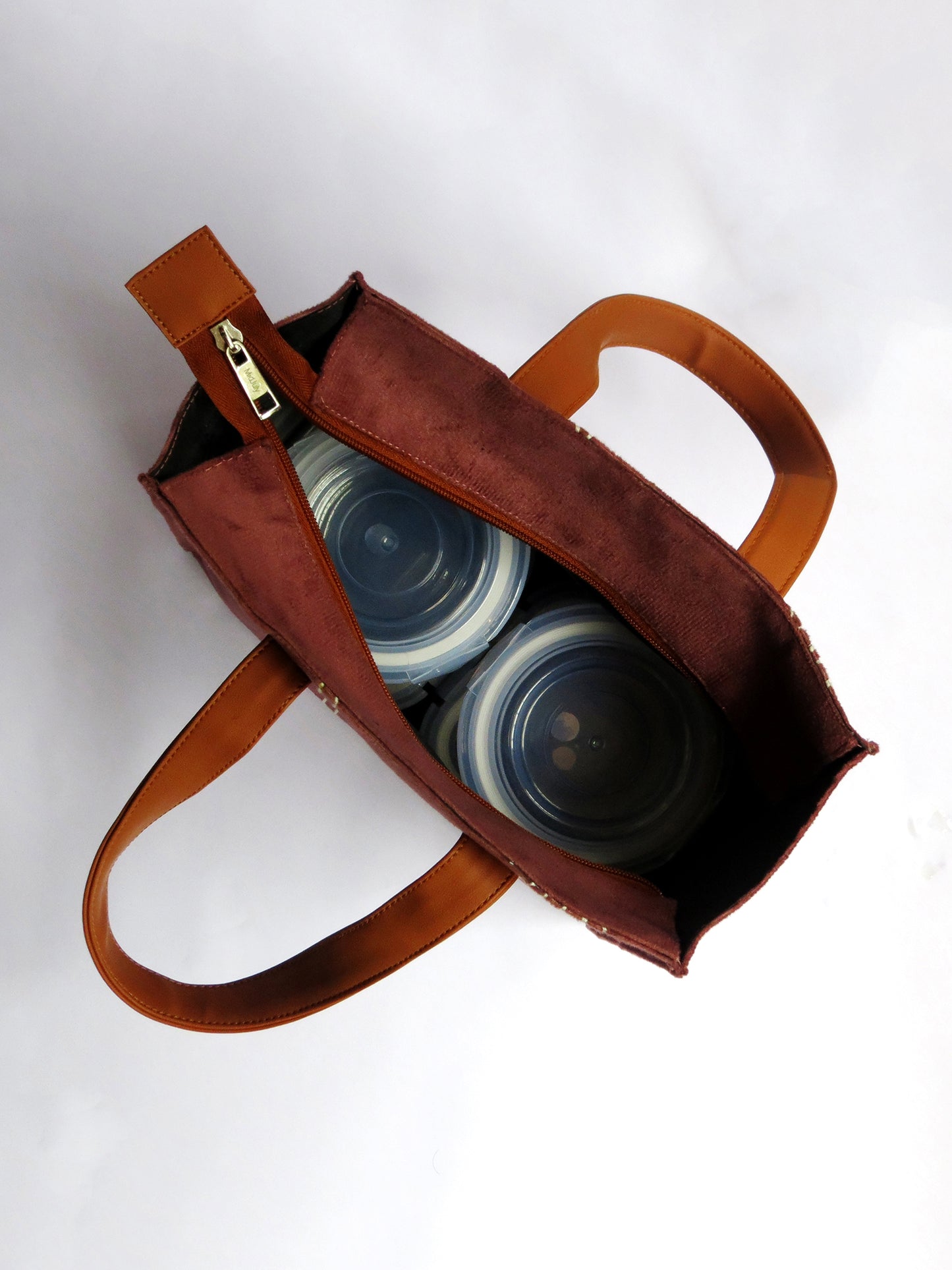Velvet Tiffin Companion – Maroon Lunch Bag with Bottle Space