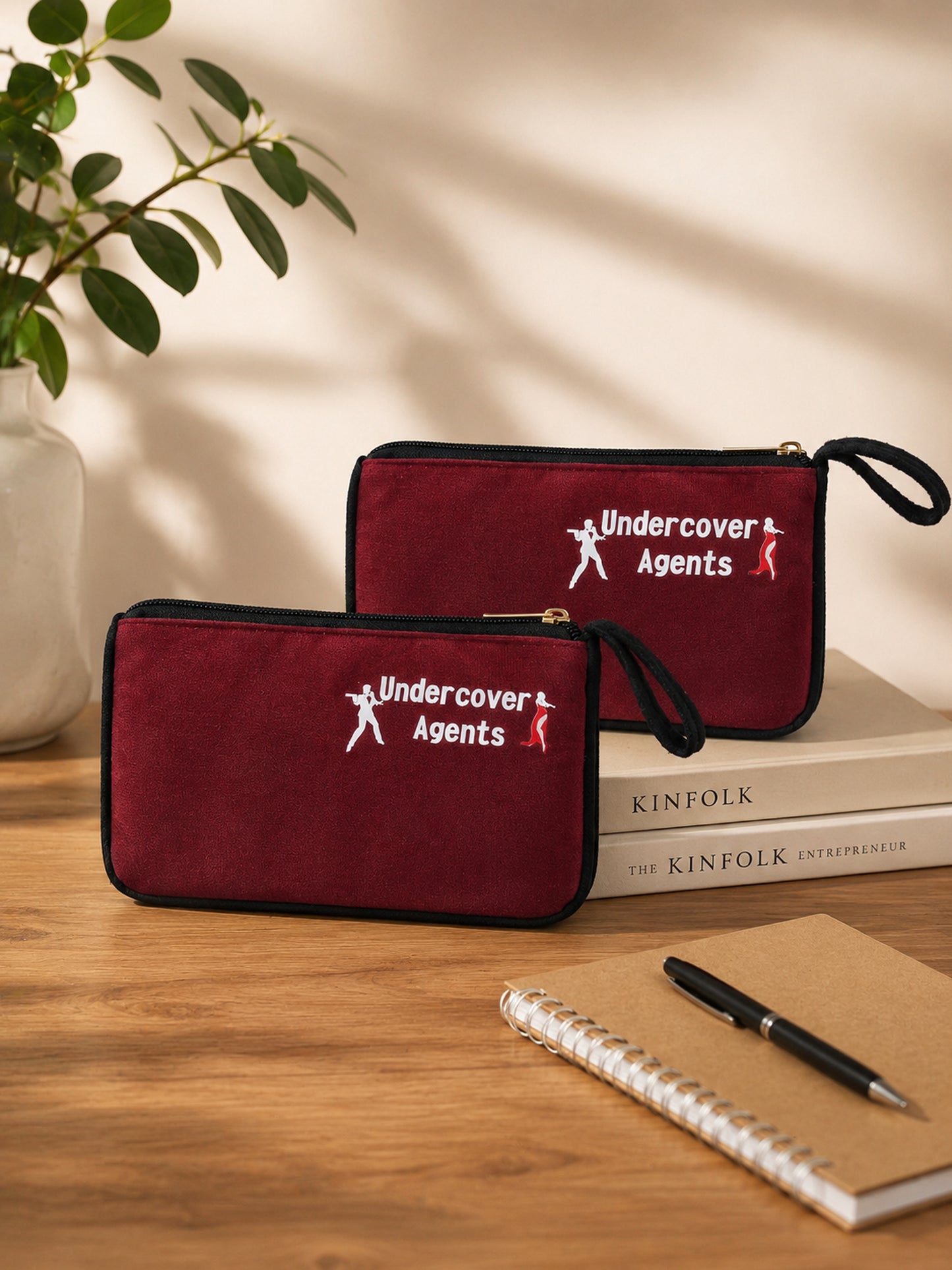 Undercover Agents Velvet Pouch Set of 2 – Maroon
