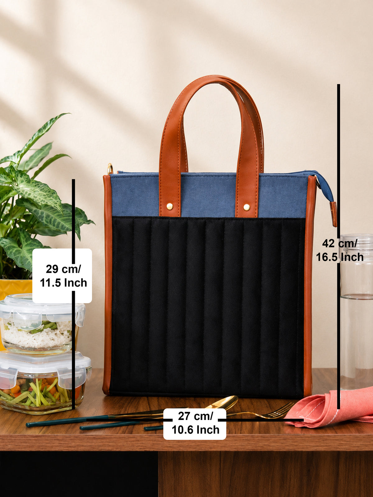 Black Velvet Quilted Lunch Bag