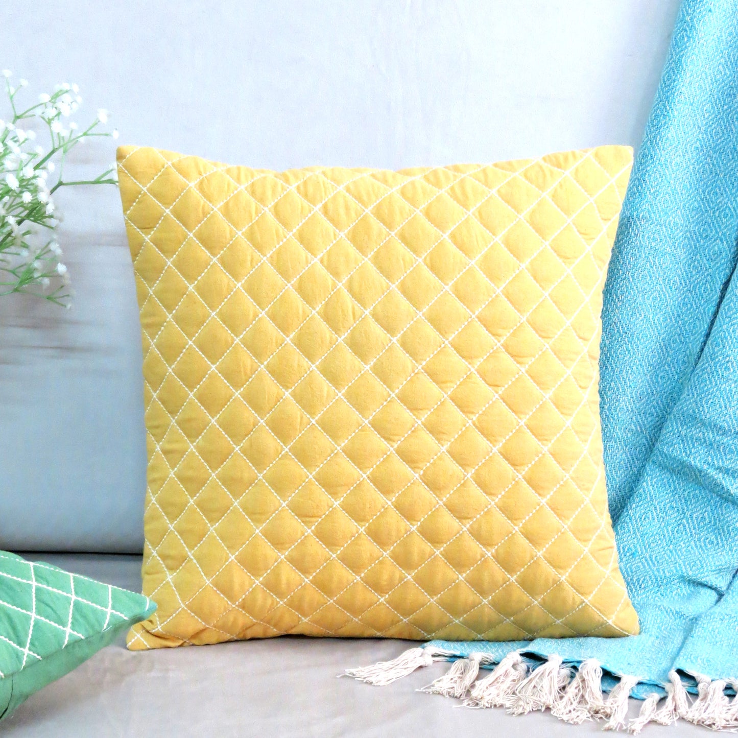 Classic Quilt Pastel Color Cotton Cushion Set of 4