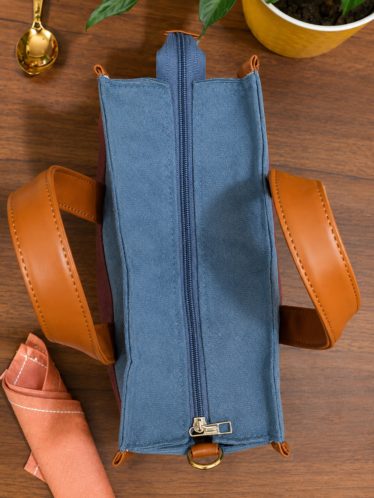 Burgundy Velvet Quilted Lunch Bag