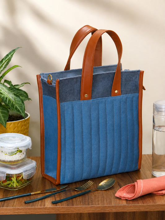 Blue Velvet Quilted Lunch Bag