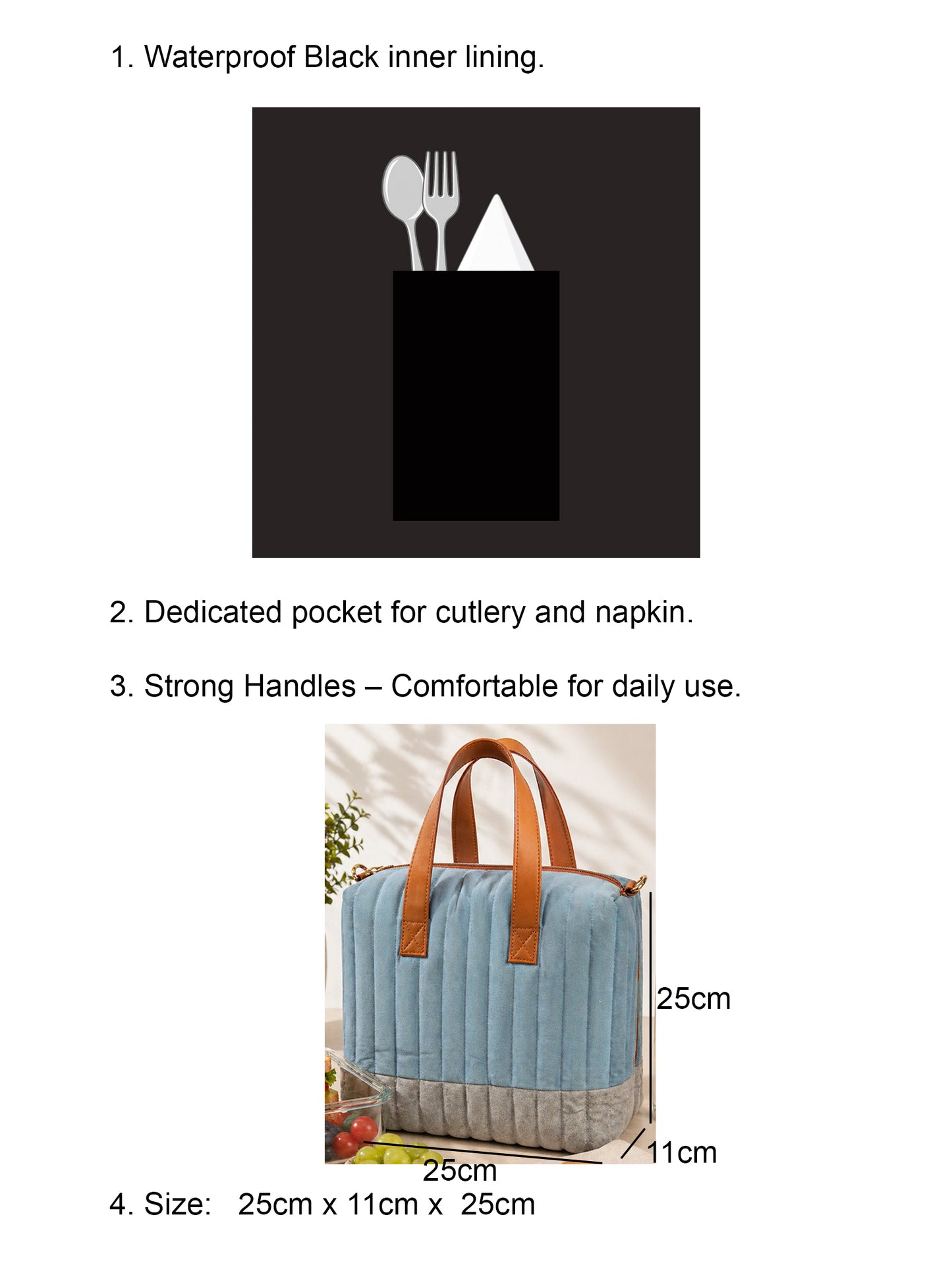 Quilted Velvet Lunch Bag for Women & Men
