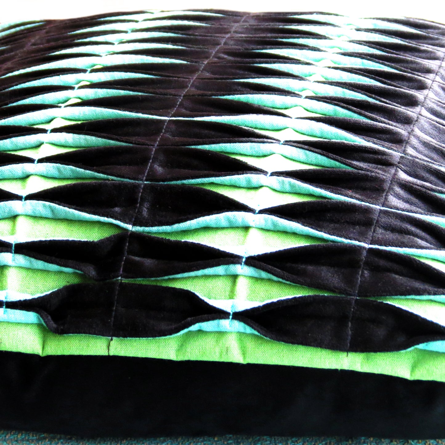 16x16 Inches Black Velvet Cushion Covers Feature Intricate Box Pleats