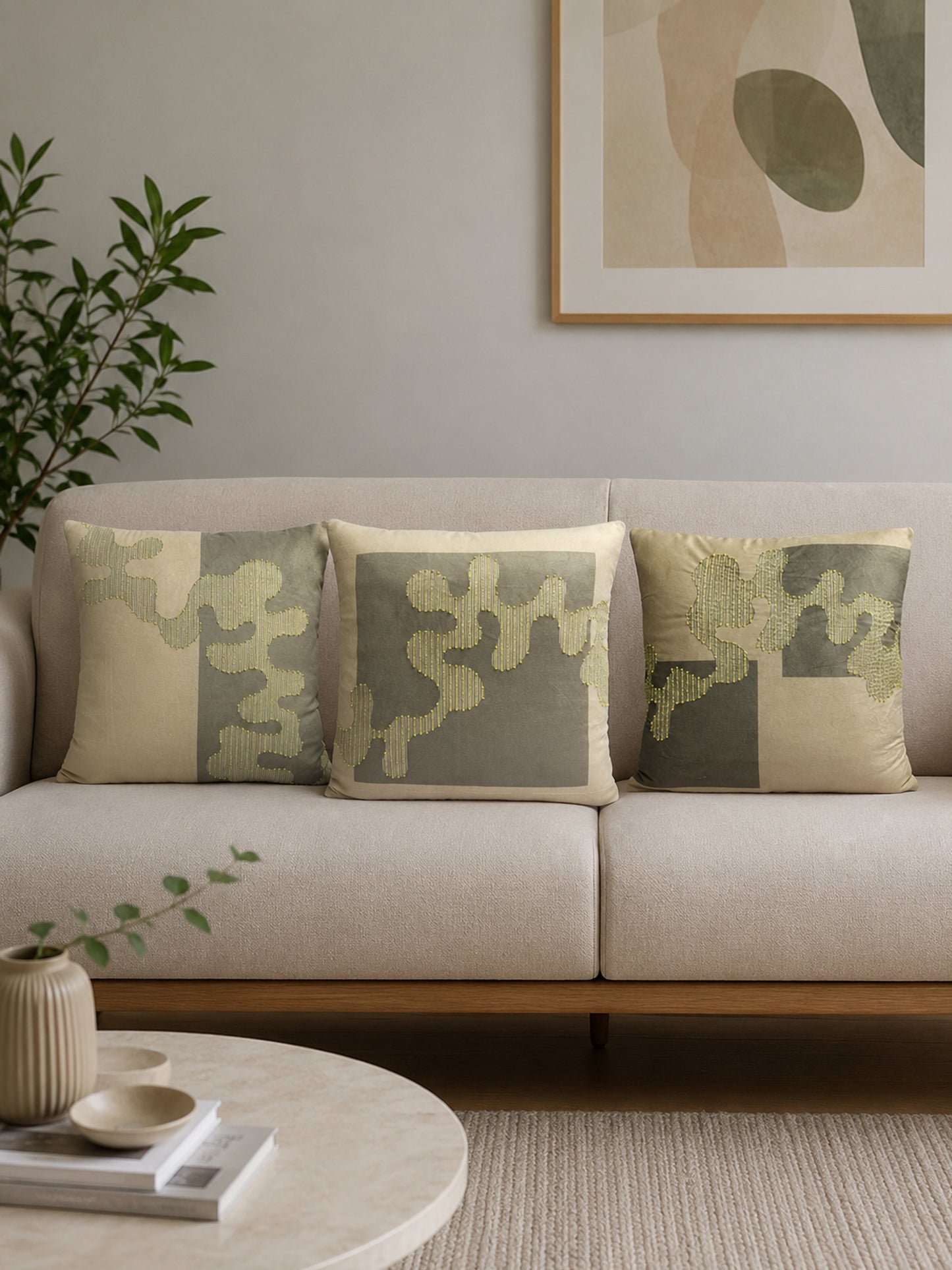 Echoes in Motion Abstract Cushion Covers Set of 3