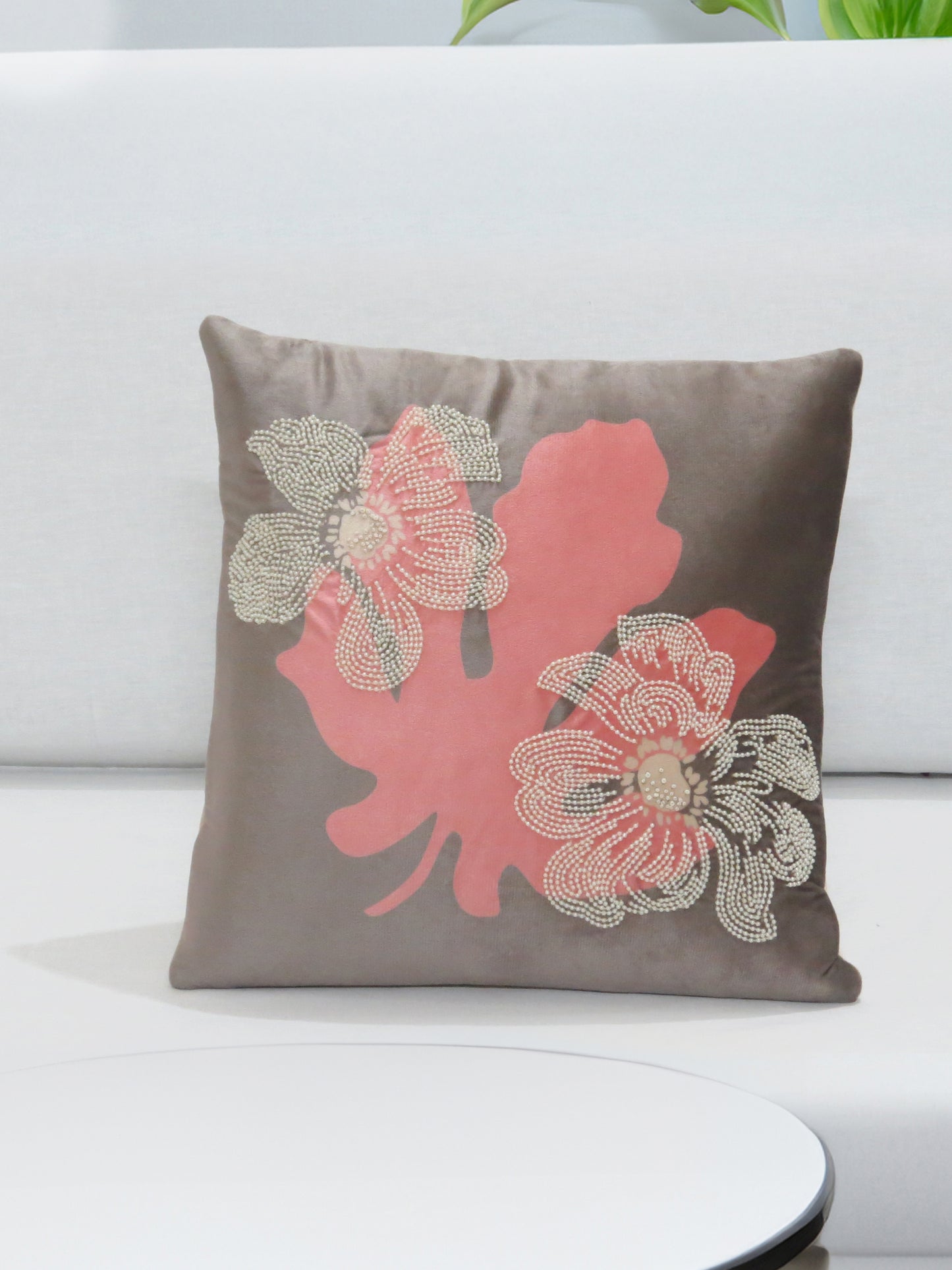 Soft Awakening Grey Velvet Cushion Cover 16x16 Inch Set of 2 pcs
