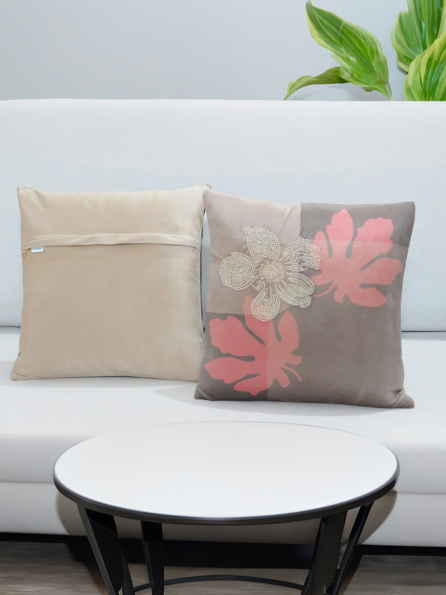 Soft Awakening Grey Velvet Cushion Cover 16x16 Inch Set of 2 pcs