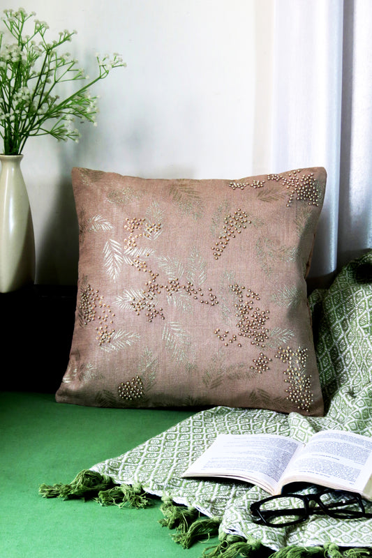 Handcrafted Desert Pearl linen cushion cover