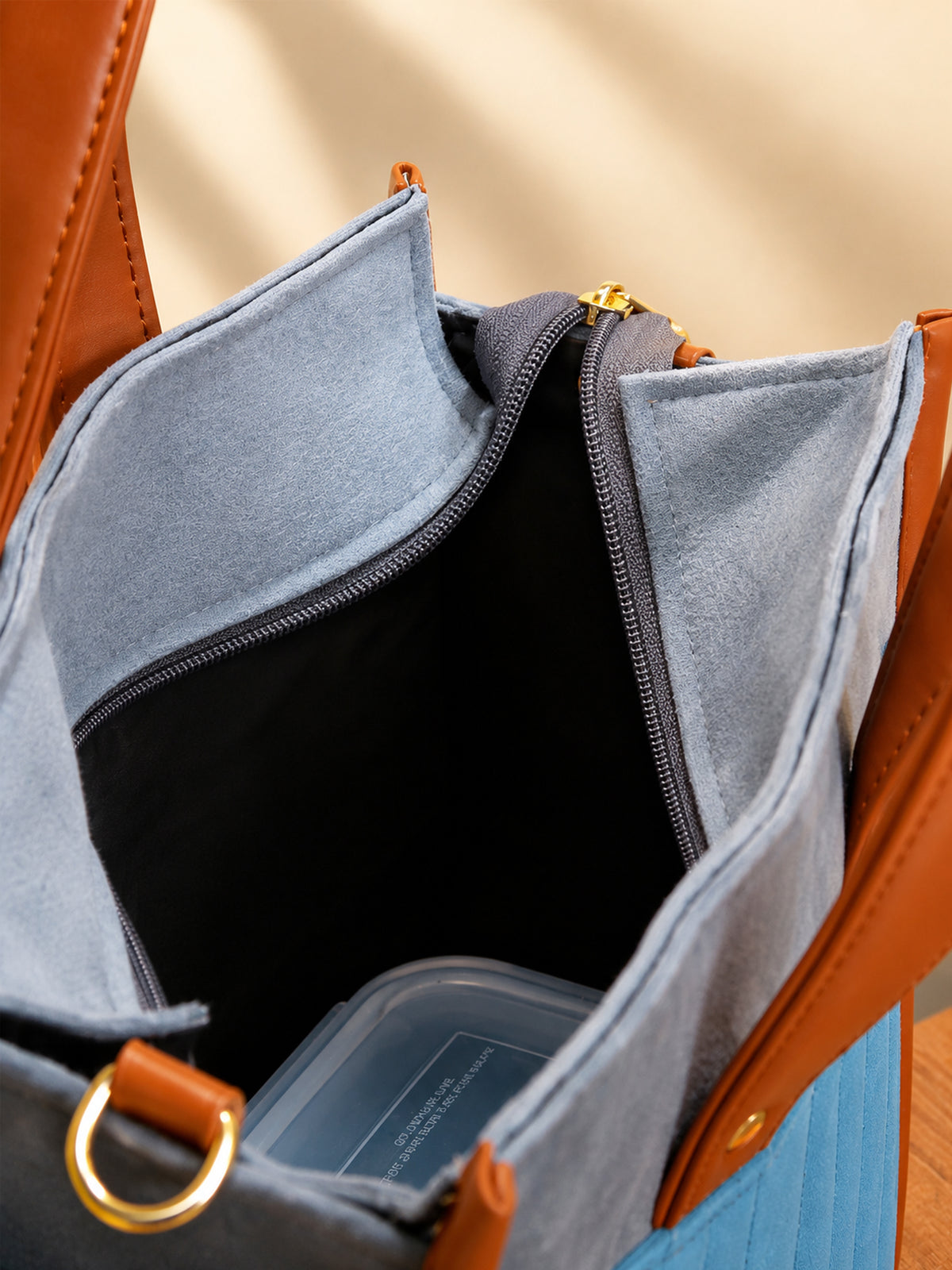 Blue Velvet Quilted Lunch Bag
