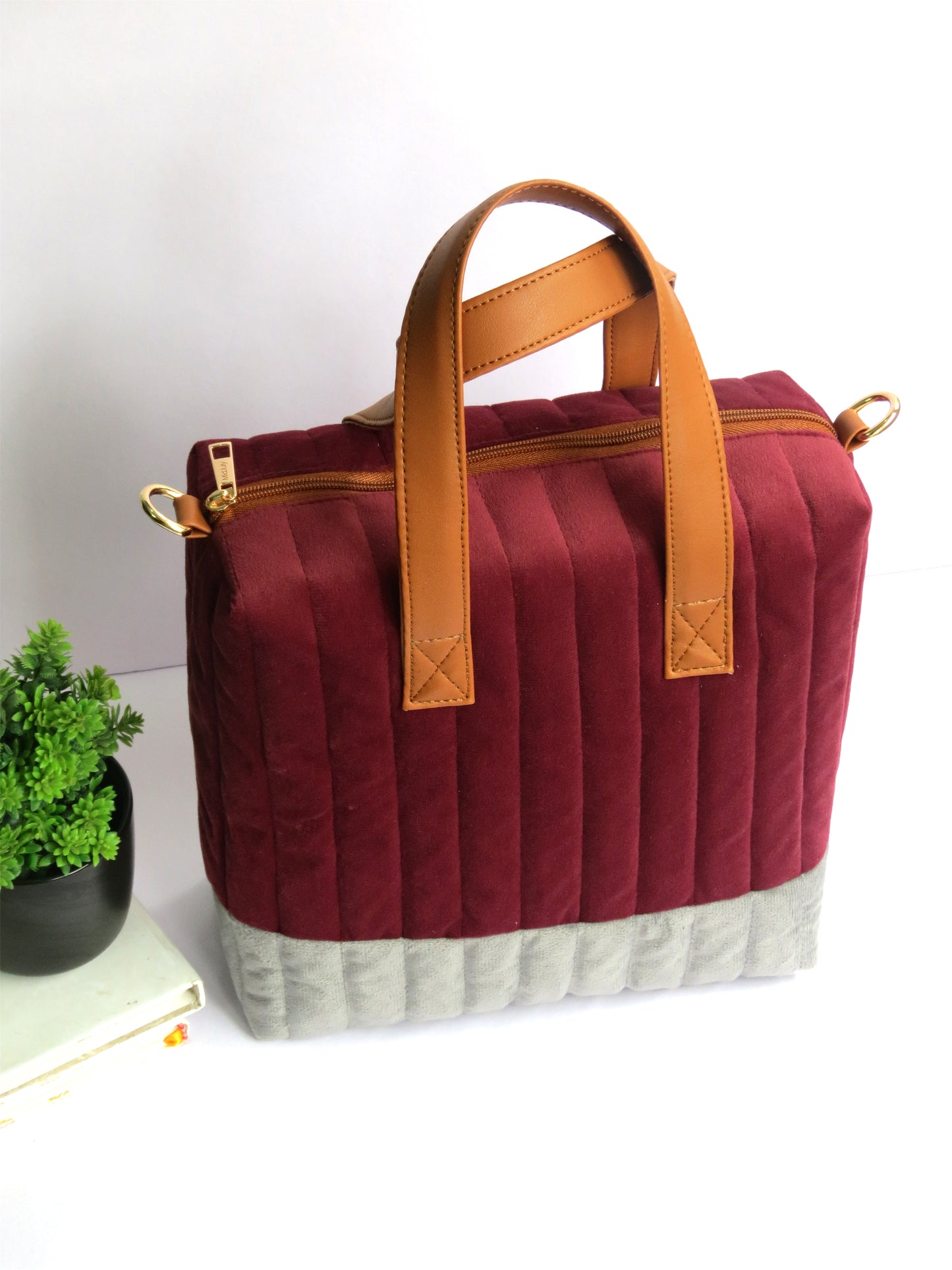 Quilted Maroon Lunch Bag for Office