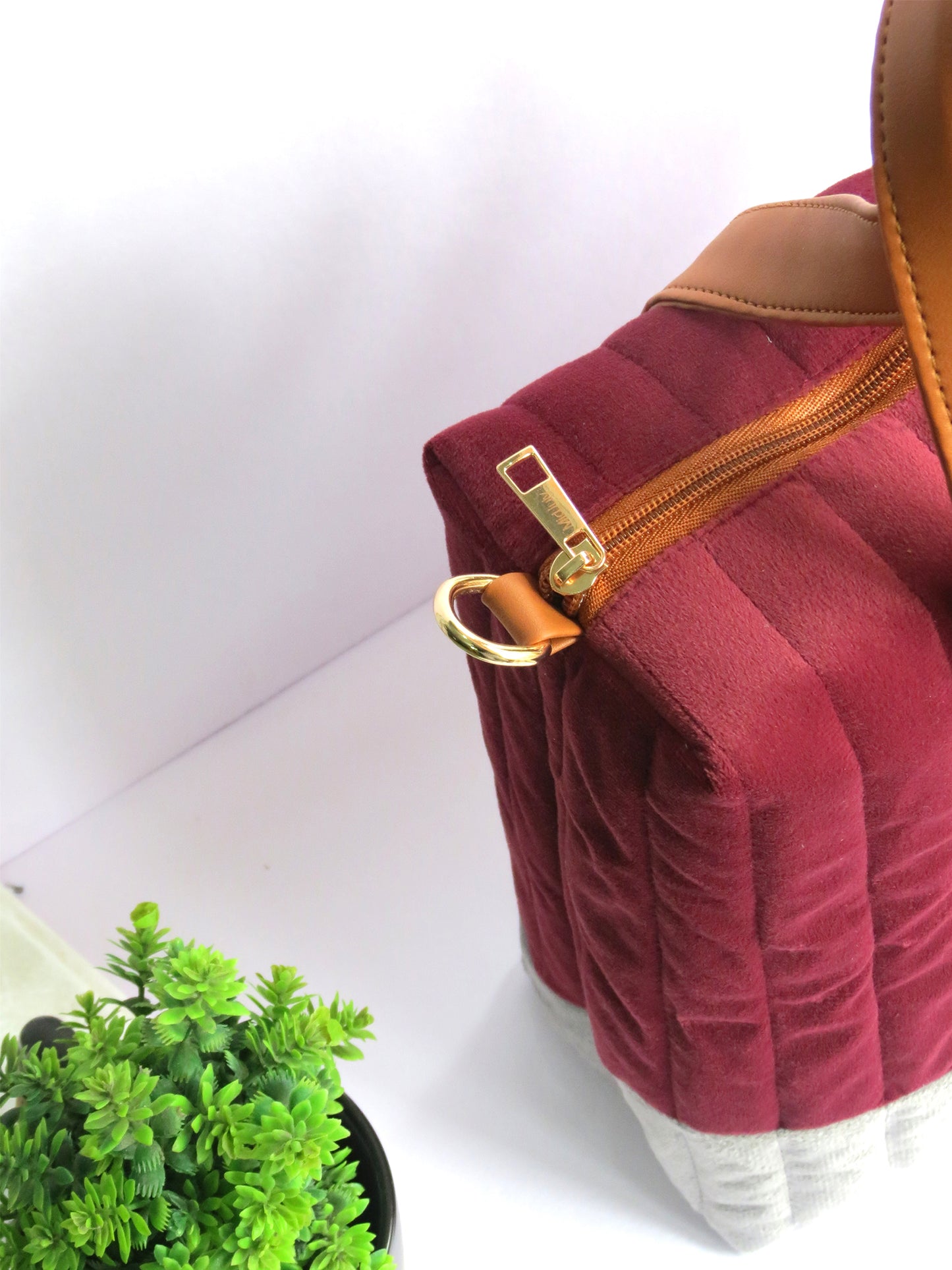 Quilted Maroon Lunch Bag for Office