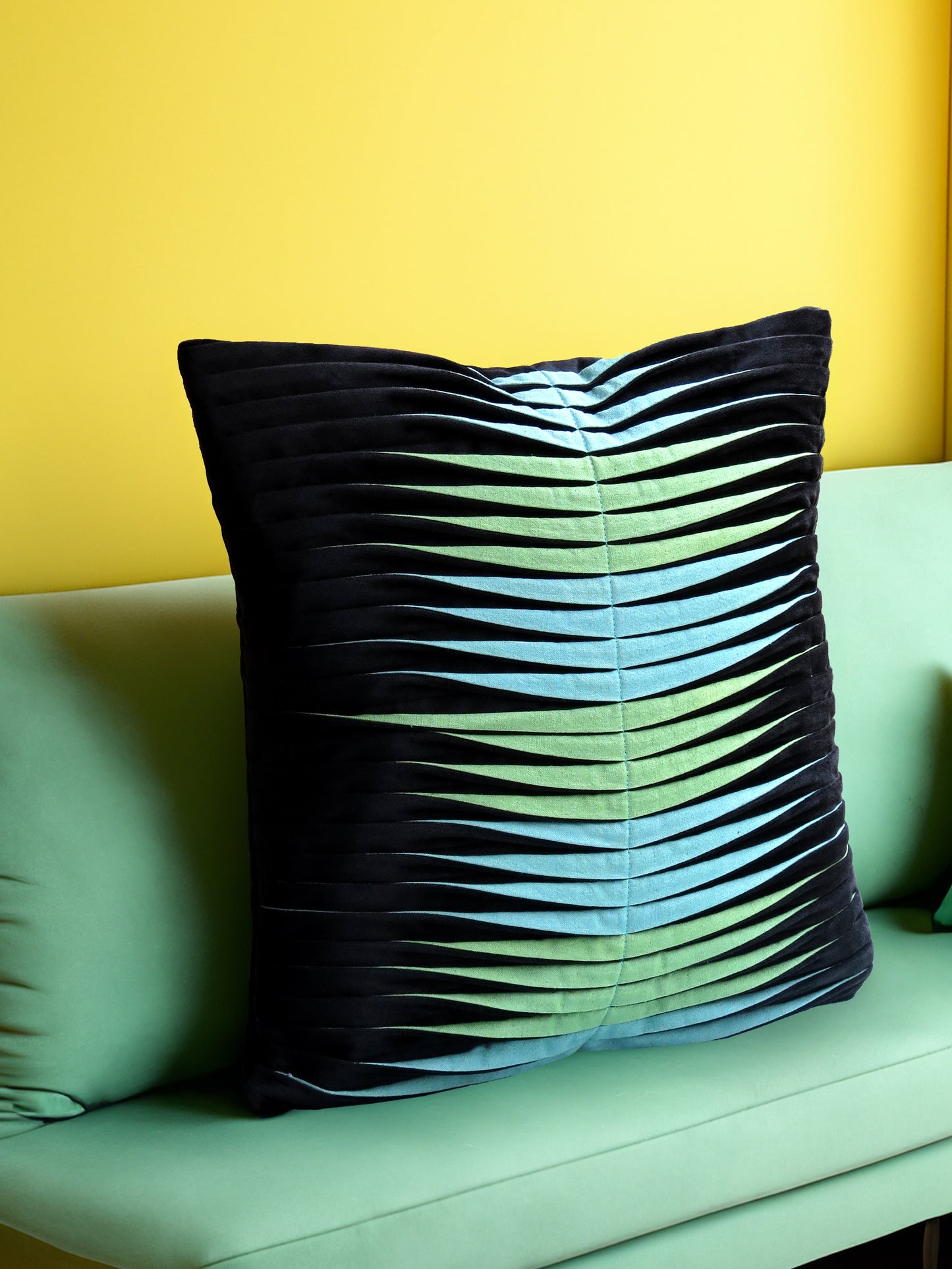 16x16 inch Cushion Cover Hand Crafted With Intricate Fabric Manipulation Techniques