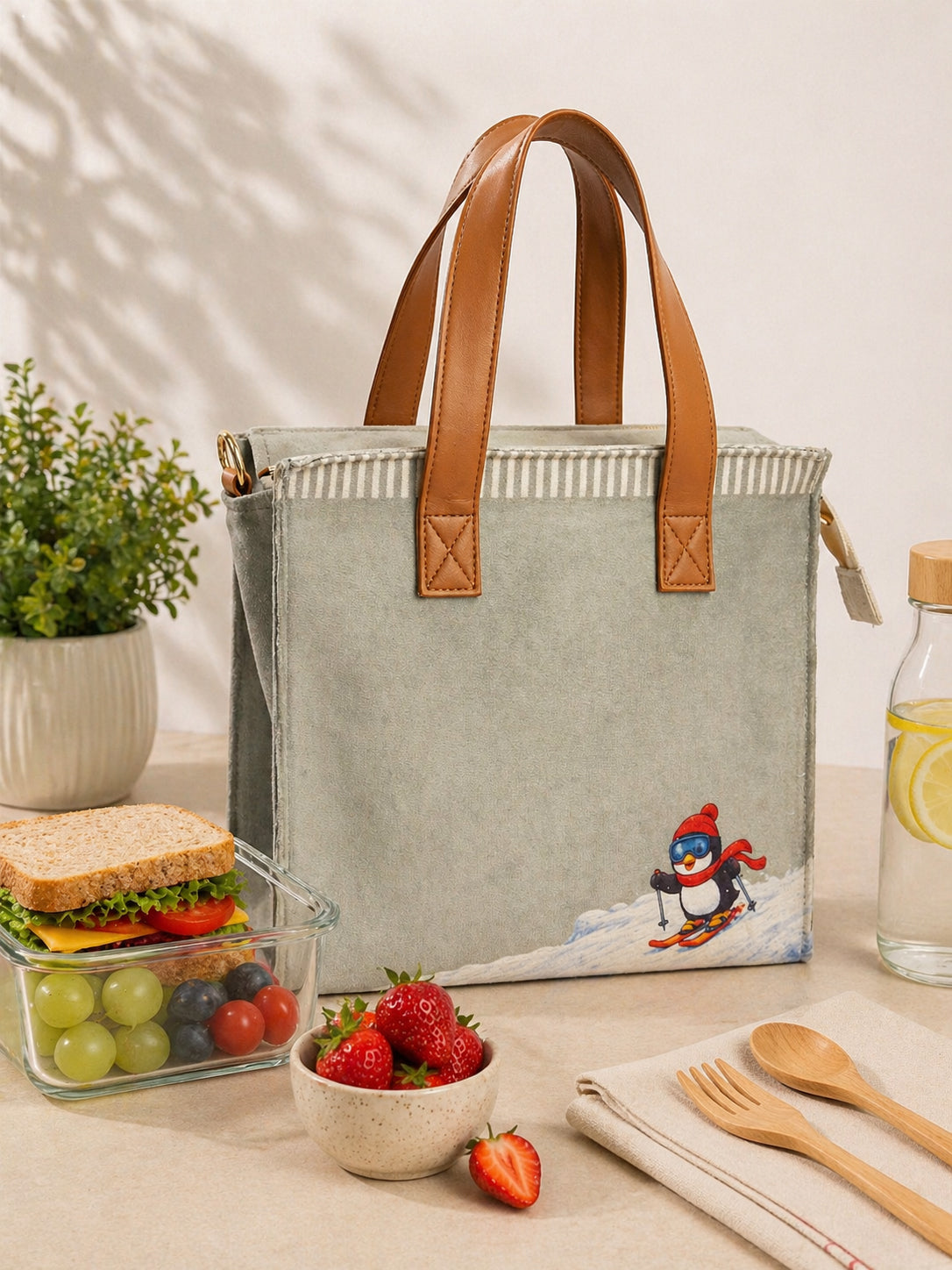 Printed Velvet Lunch Bag for Office Women & Men