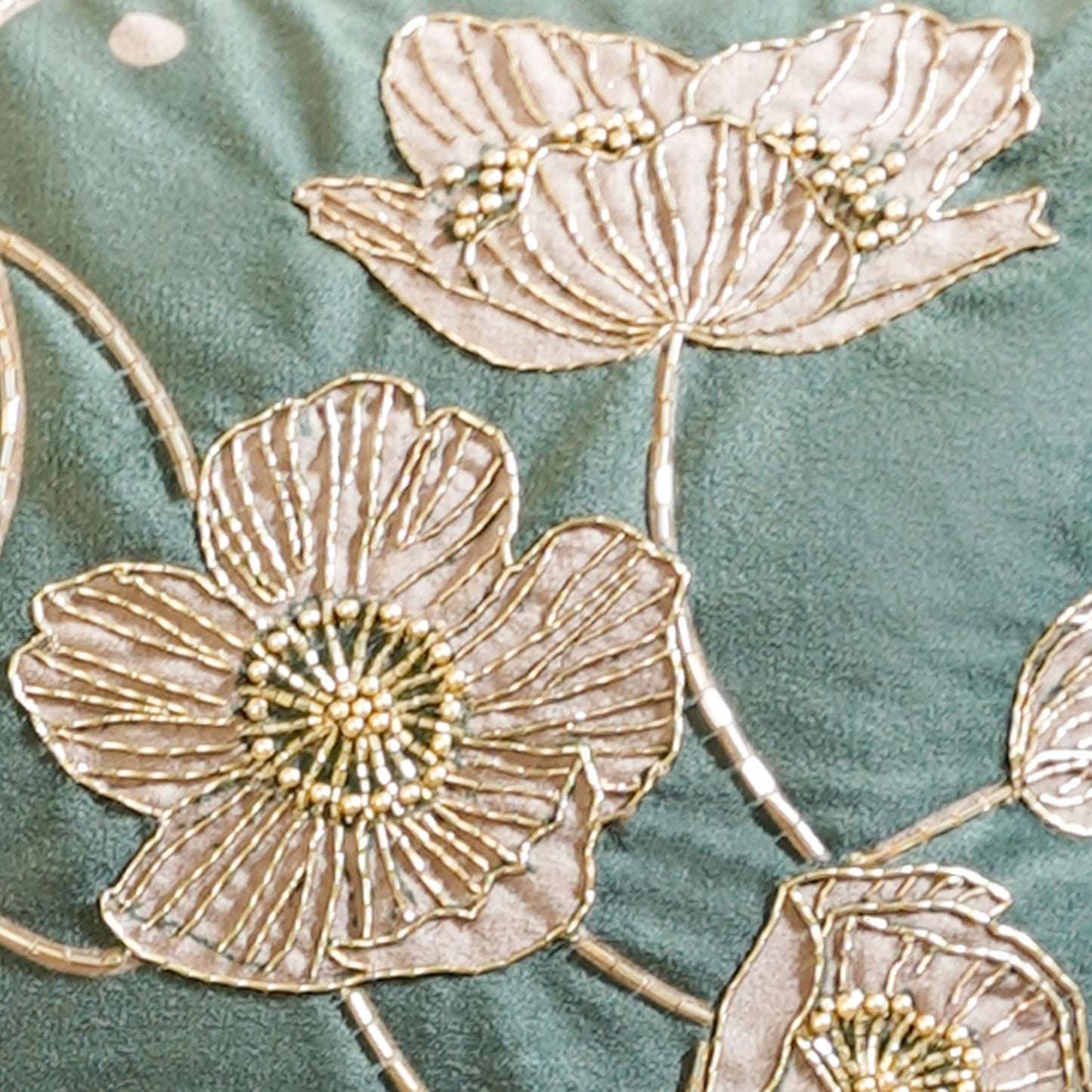 Gilded Garden Green Velvet Cushion Cover 16x16 inch