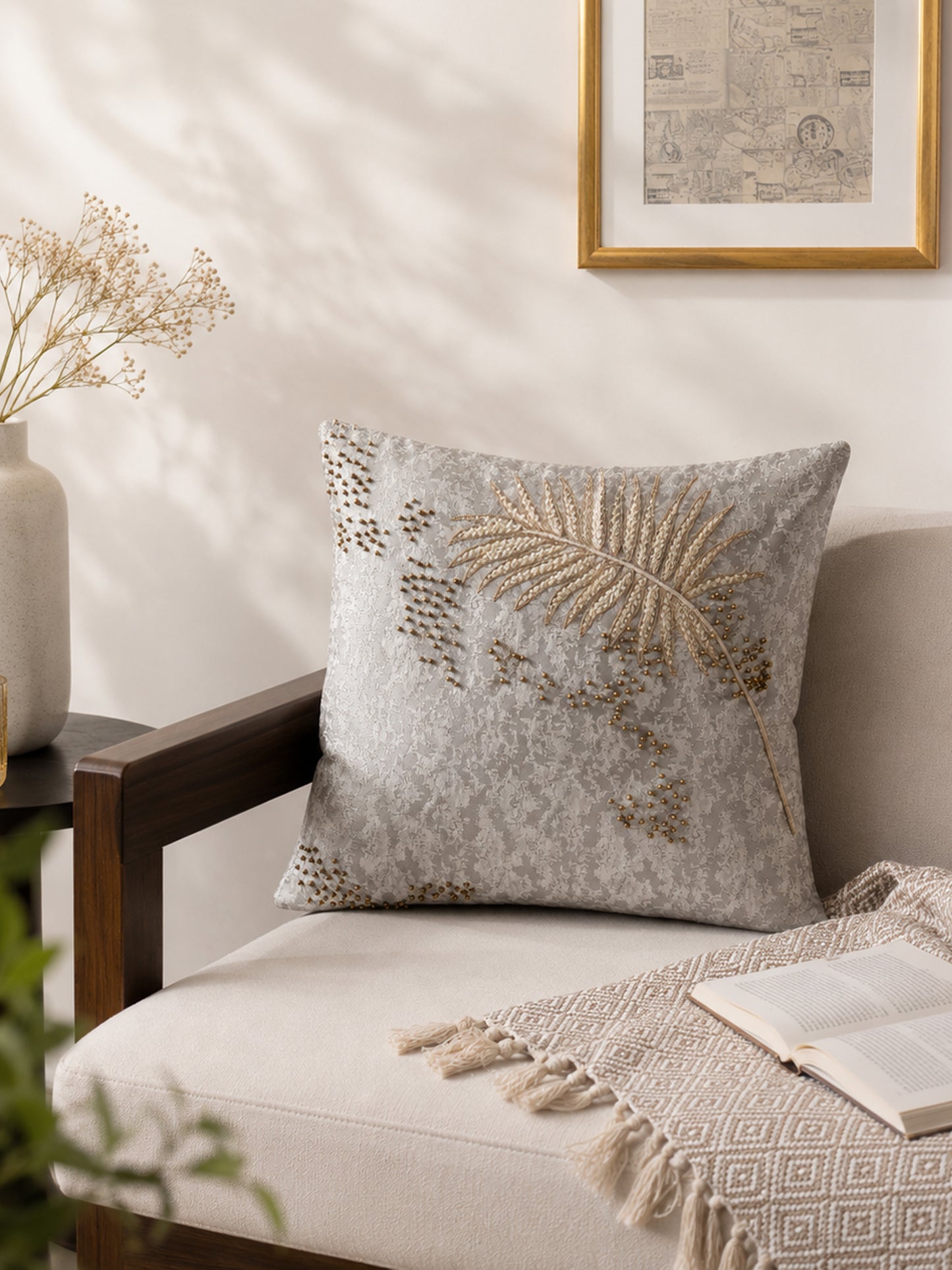 Hand embroidery Desert Pearl cushion cover
