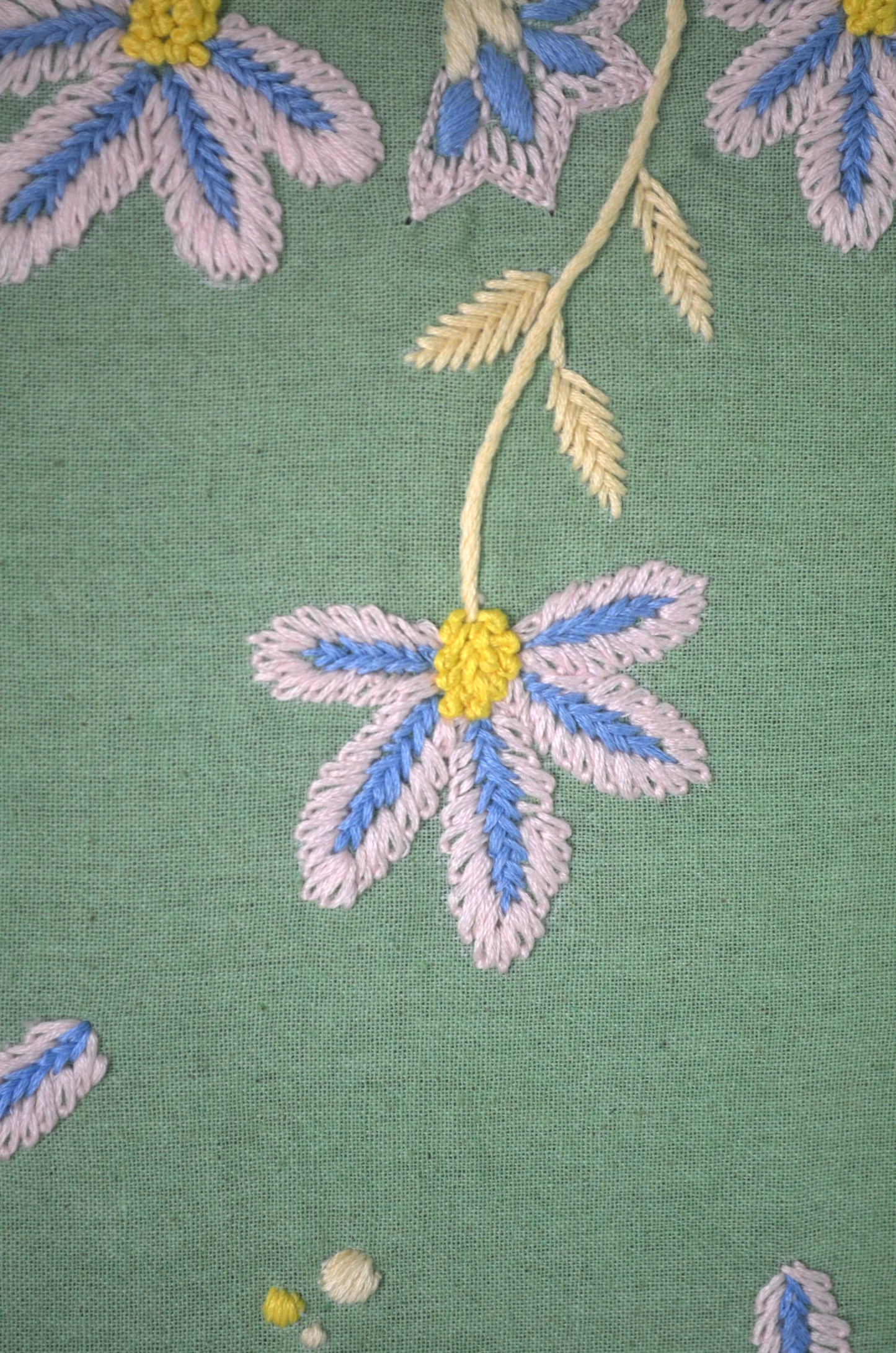 Handcrafted cotton mint blossom cushion cover