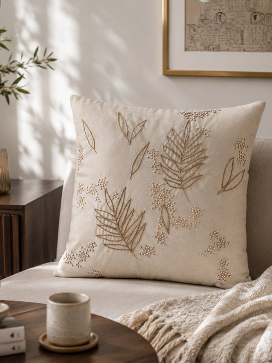 Hand embroidery Desert Pearl velvet cushion cover