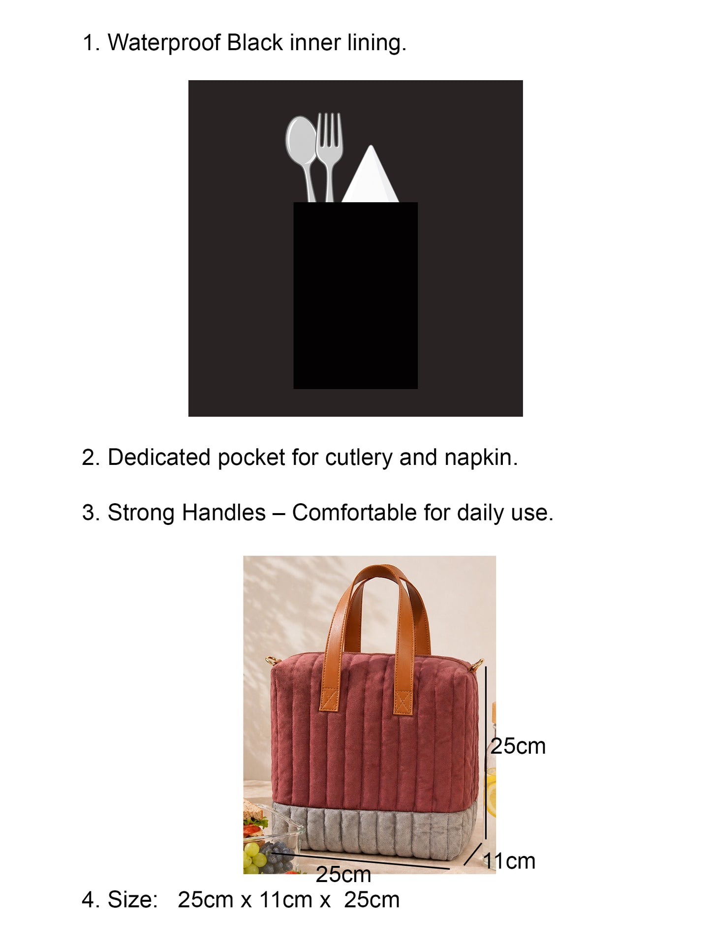 Quilted Velvet Lunch Bag for Office