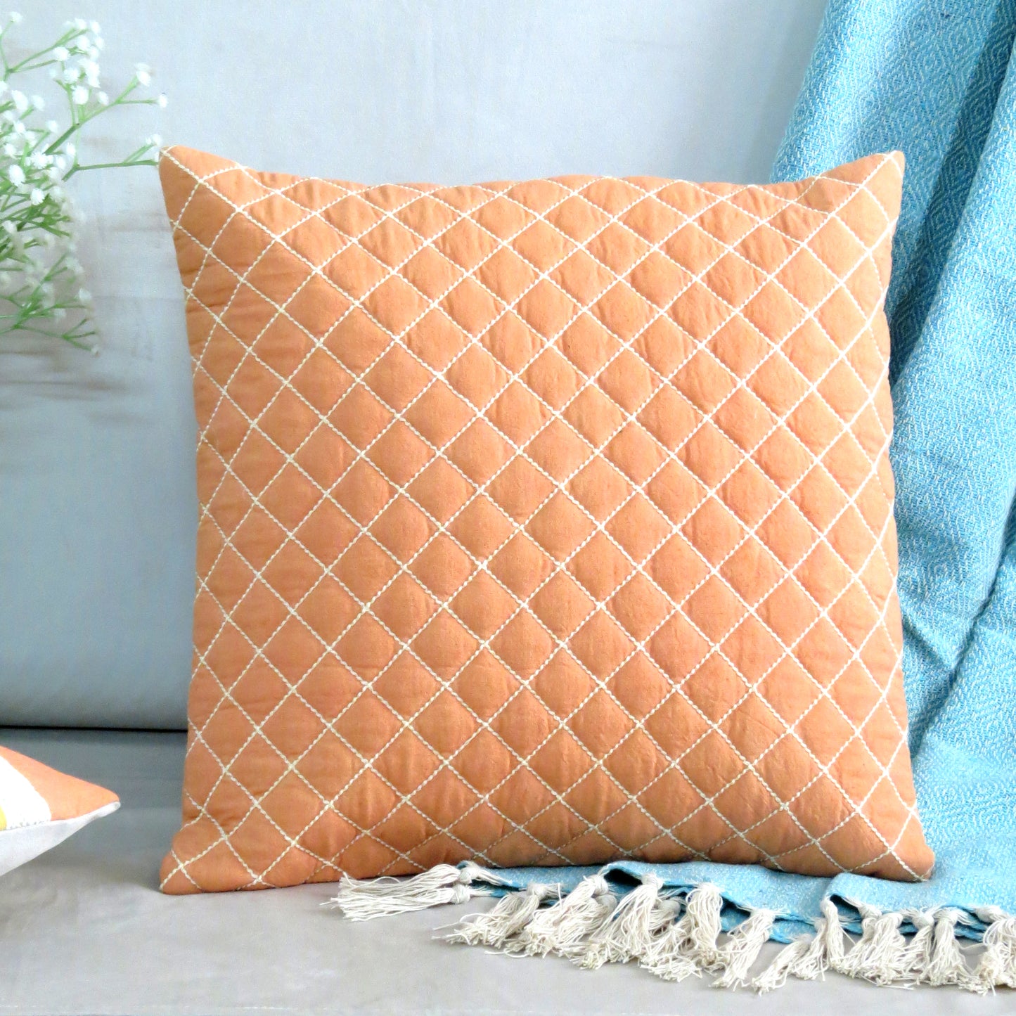 Classic Quilt Pastel Color Cotton Cushion Set of 4