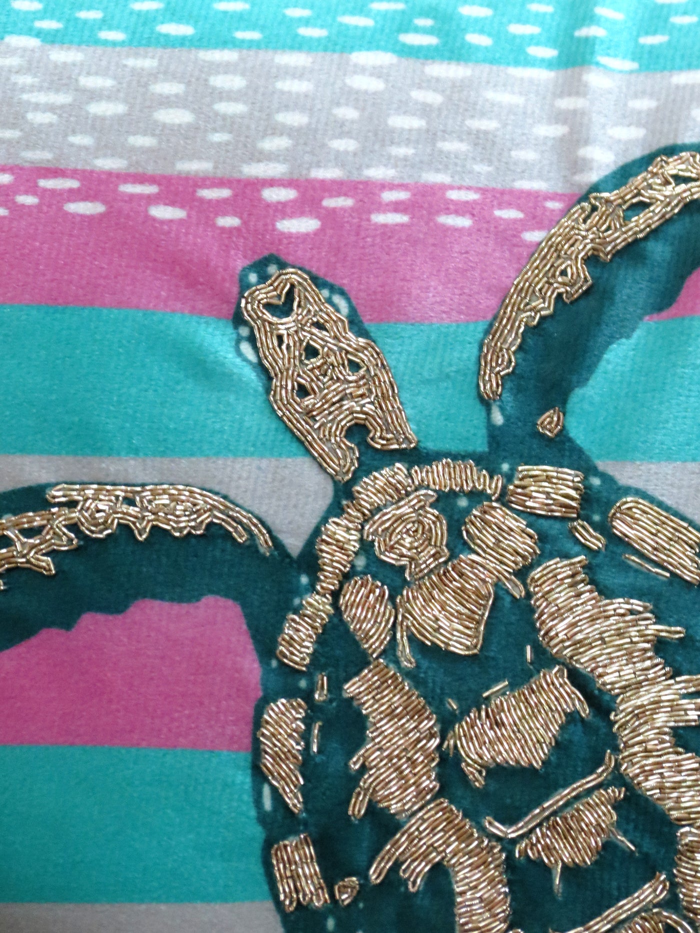 Turtle  Stripe Velvet Cushion Cover 16 Inch