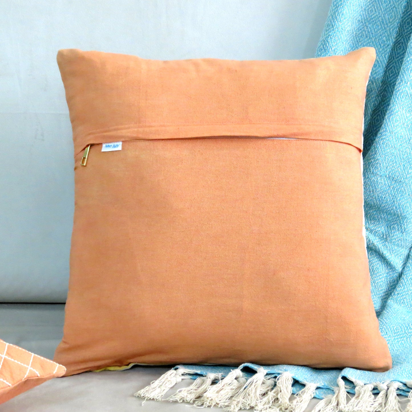 Pastel Peach Quilted Cotton Cushions 16x16 Inch