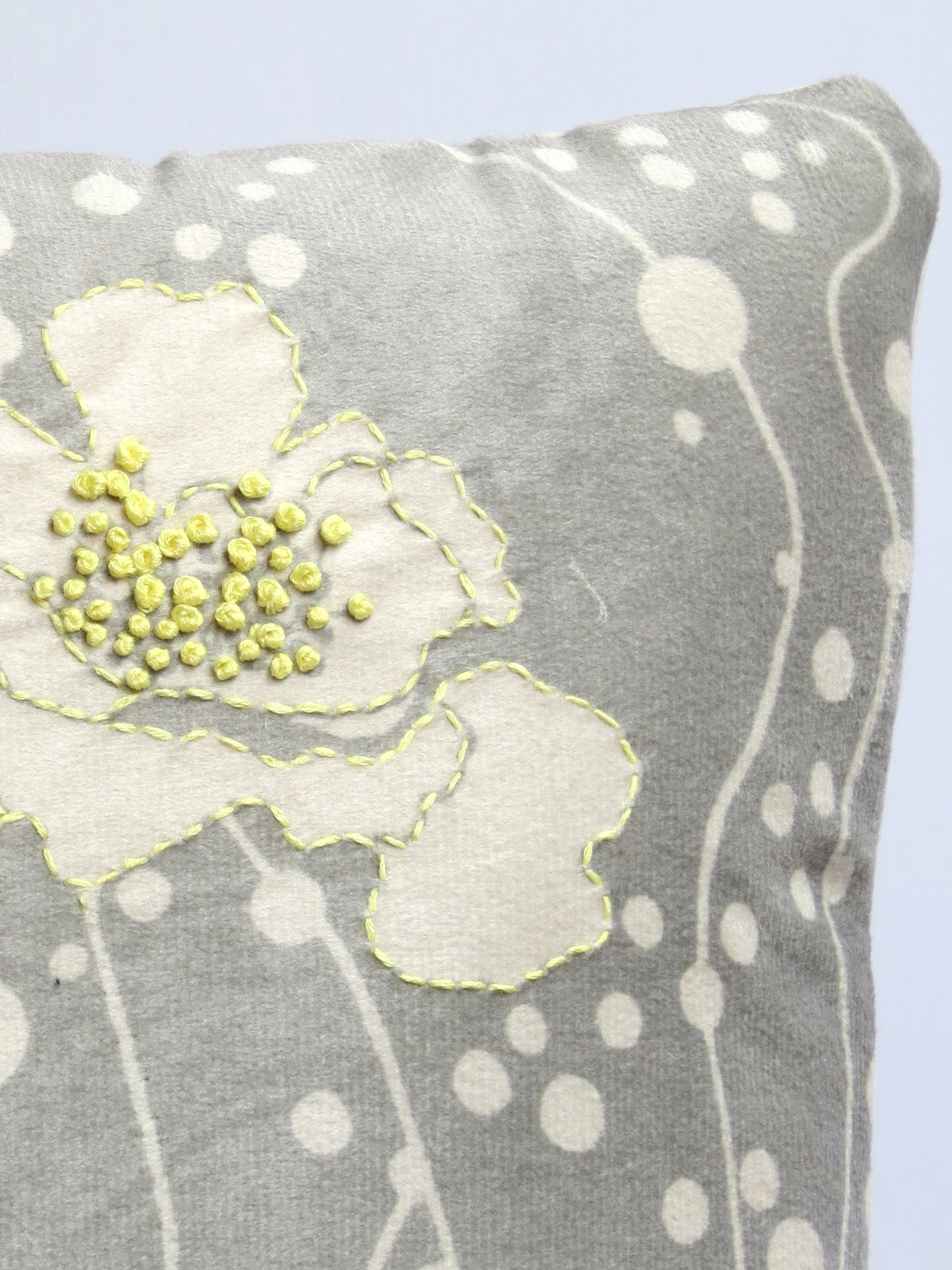 Wildflower Reverie Grey Velvet Floral Cushion Cover 16 Inches