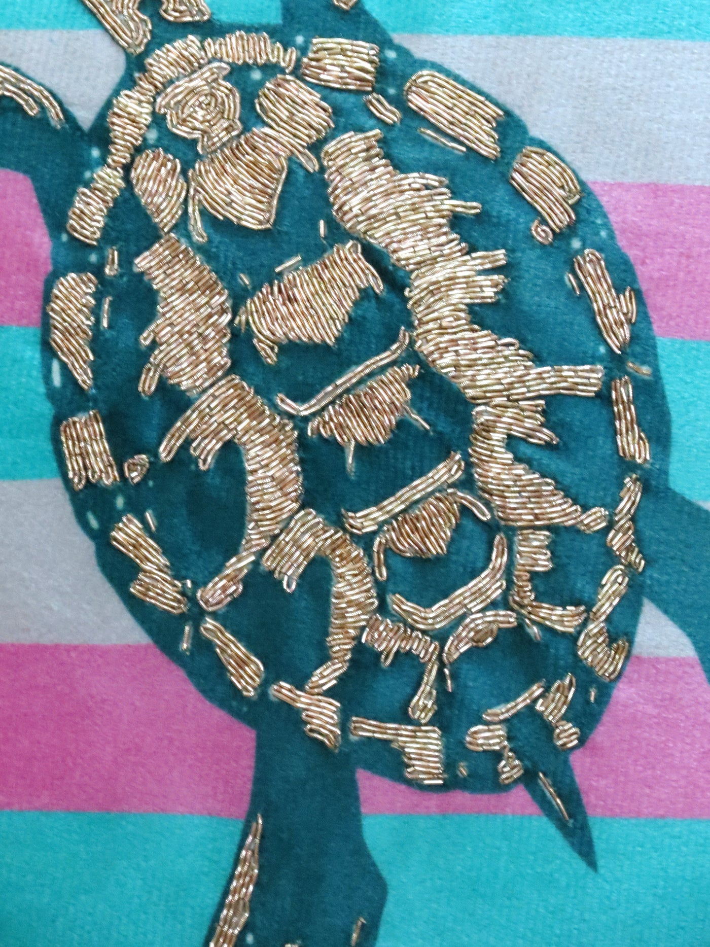 Turtle  Stripe Velvet Cushion Cover 16 Inch