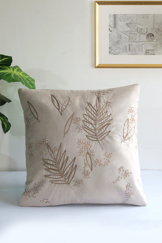 Hand embroidery Desert Pearl velvet cushion cover