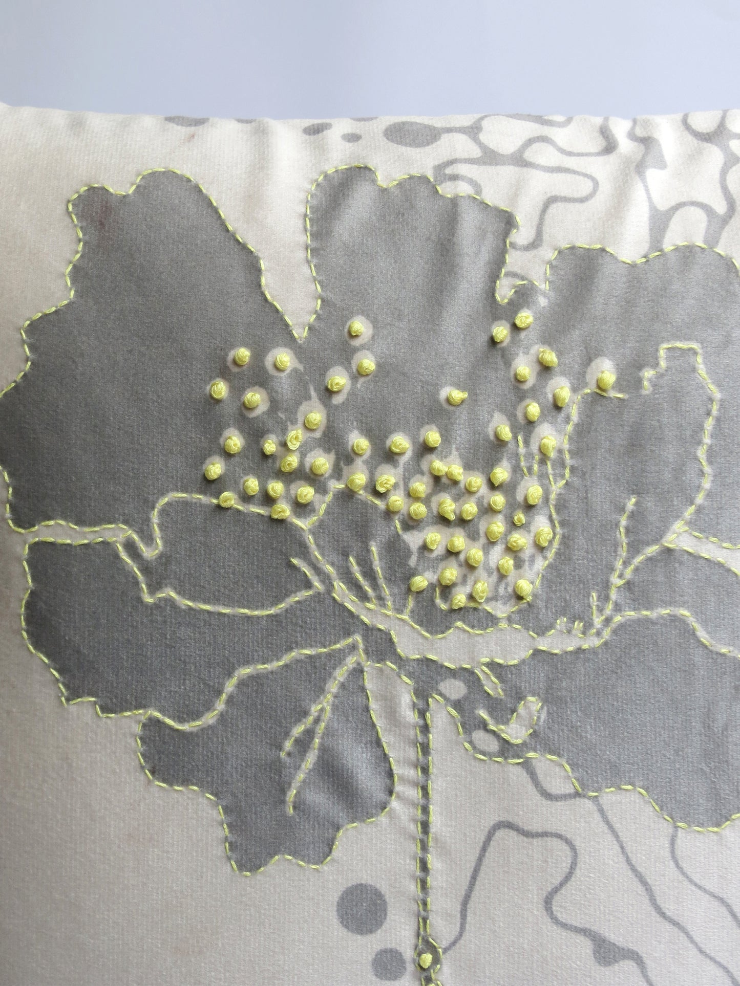 Wildflower Reverie White Velvet Cushion Cover 16x16 Inches