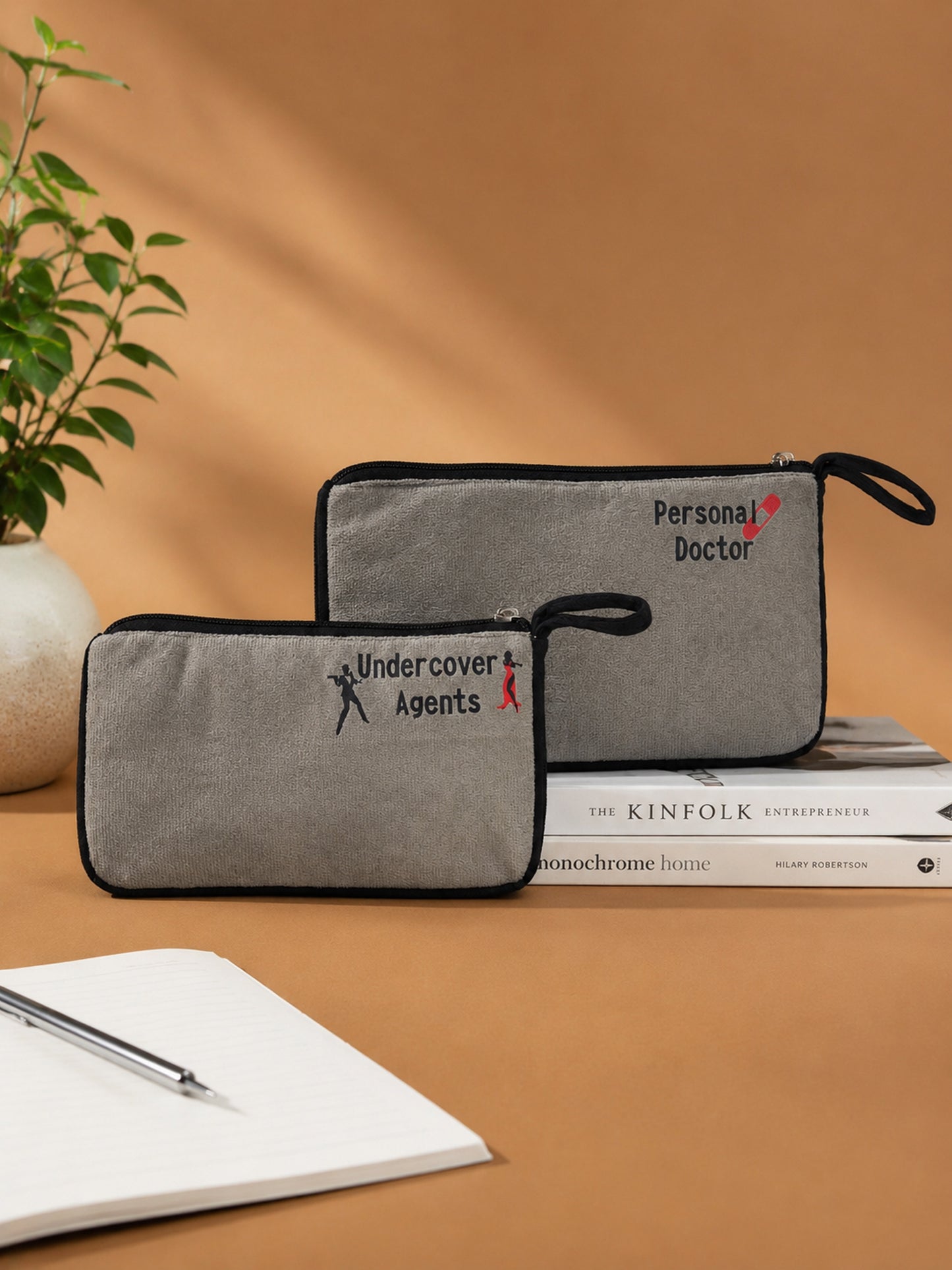 Undercover Agents Velvet Pouch Set of 2 – Grey