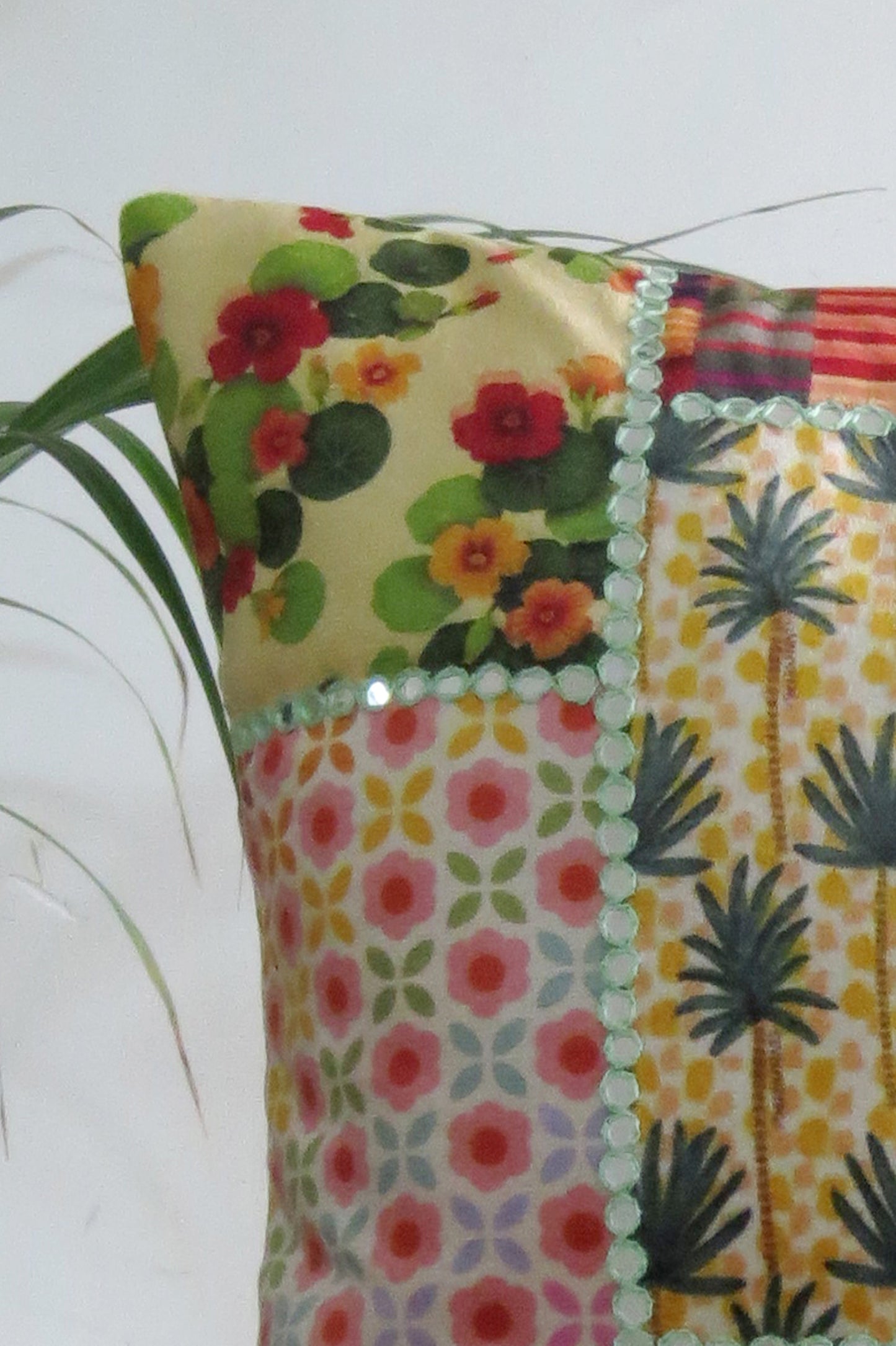 Mirror work Multicolor cushion cover