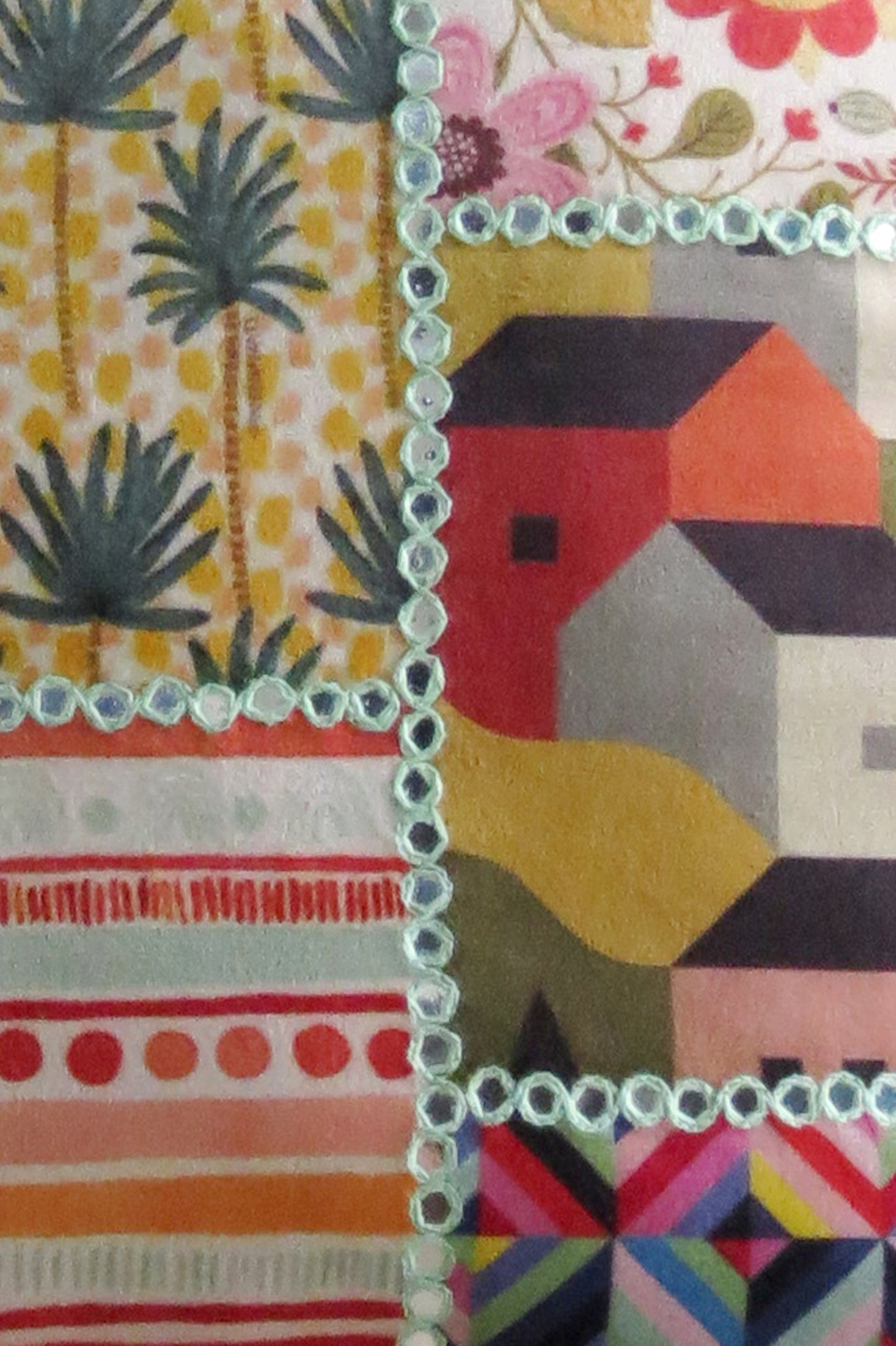 Mirror work Multicolor cushion cover