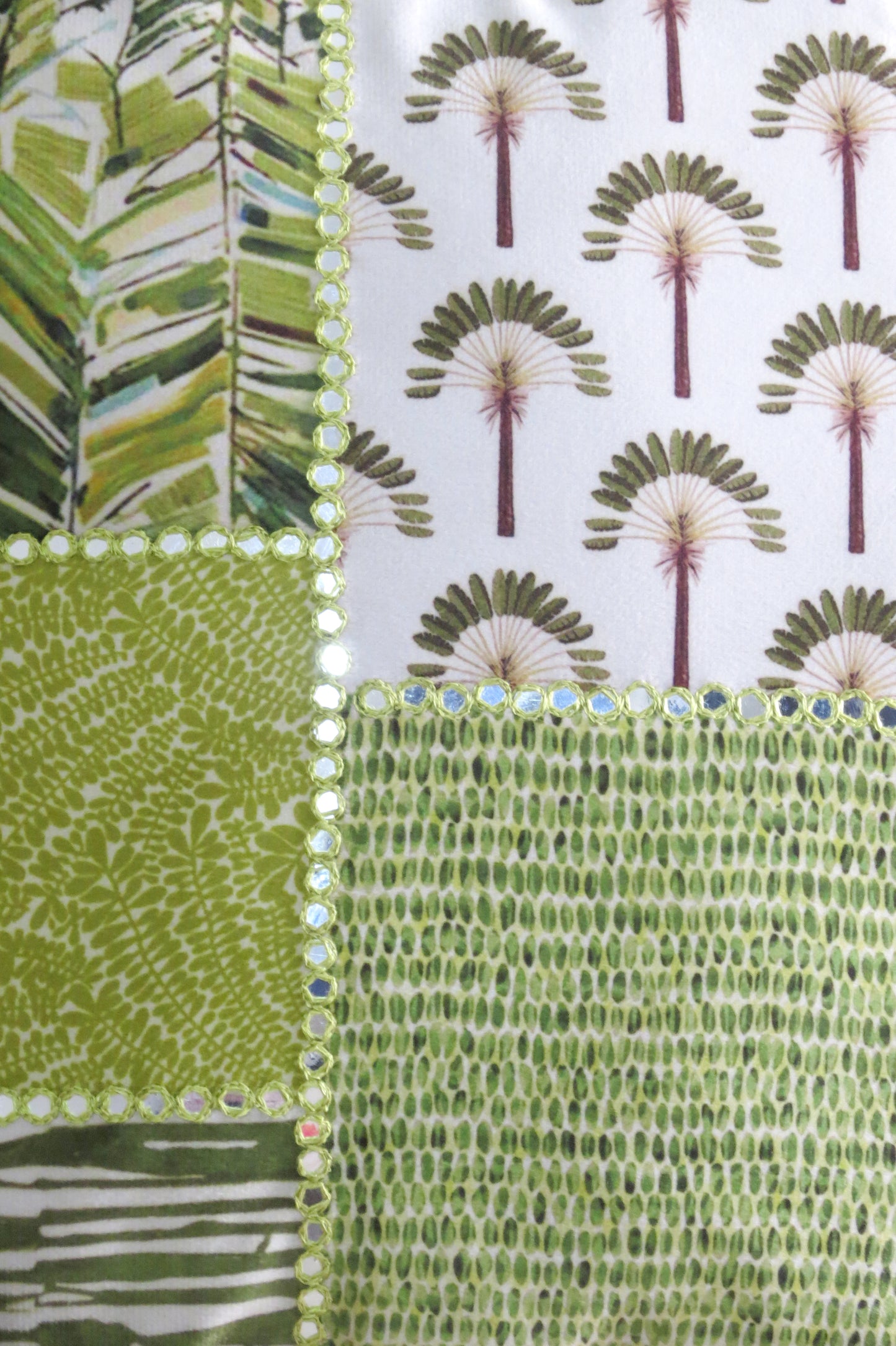 Mirror work Green cushion cover