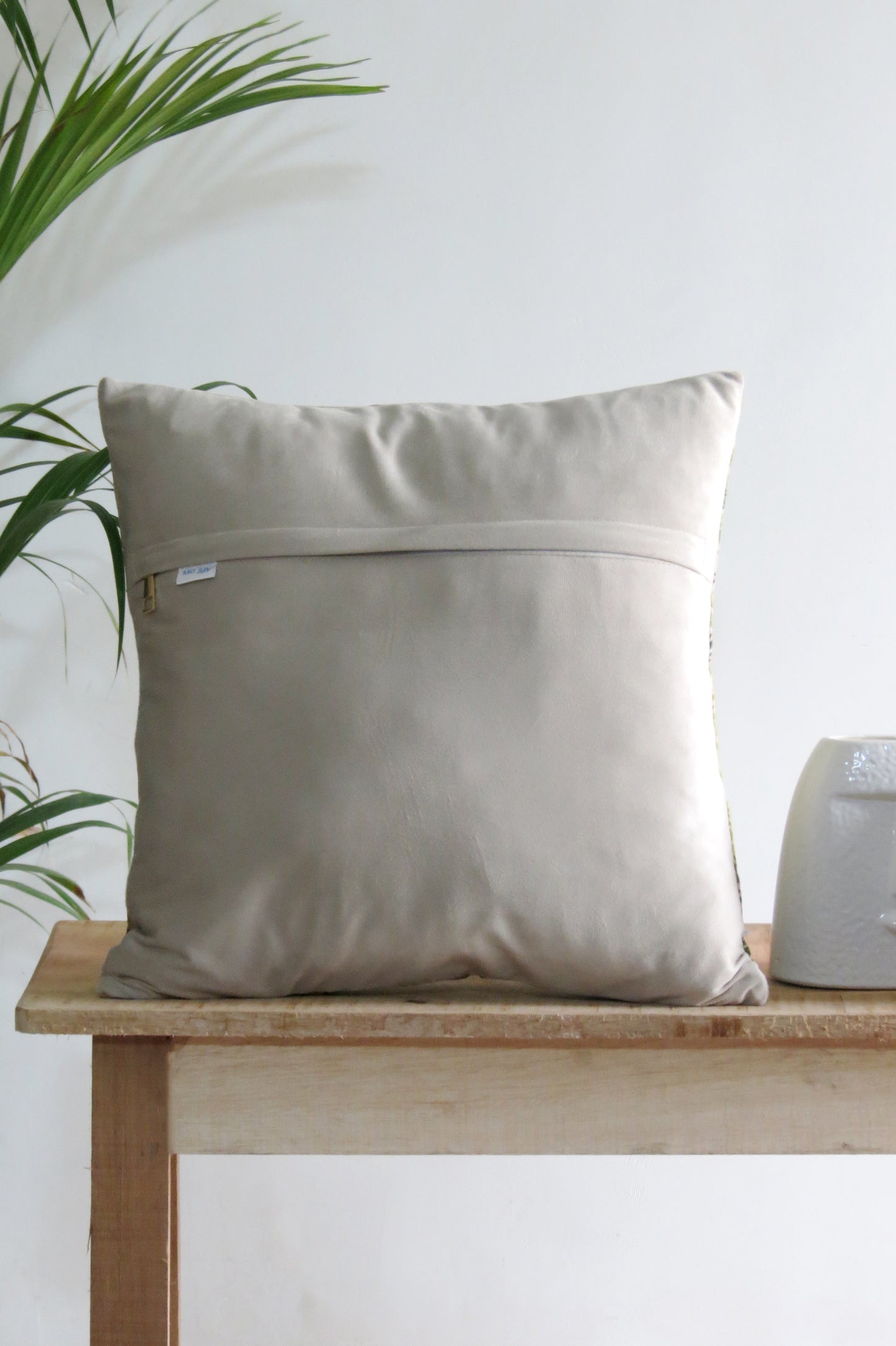 Mirror work Green cushion cover