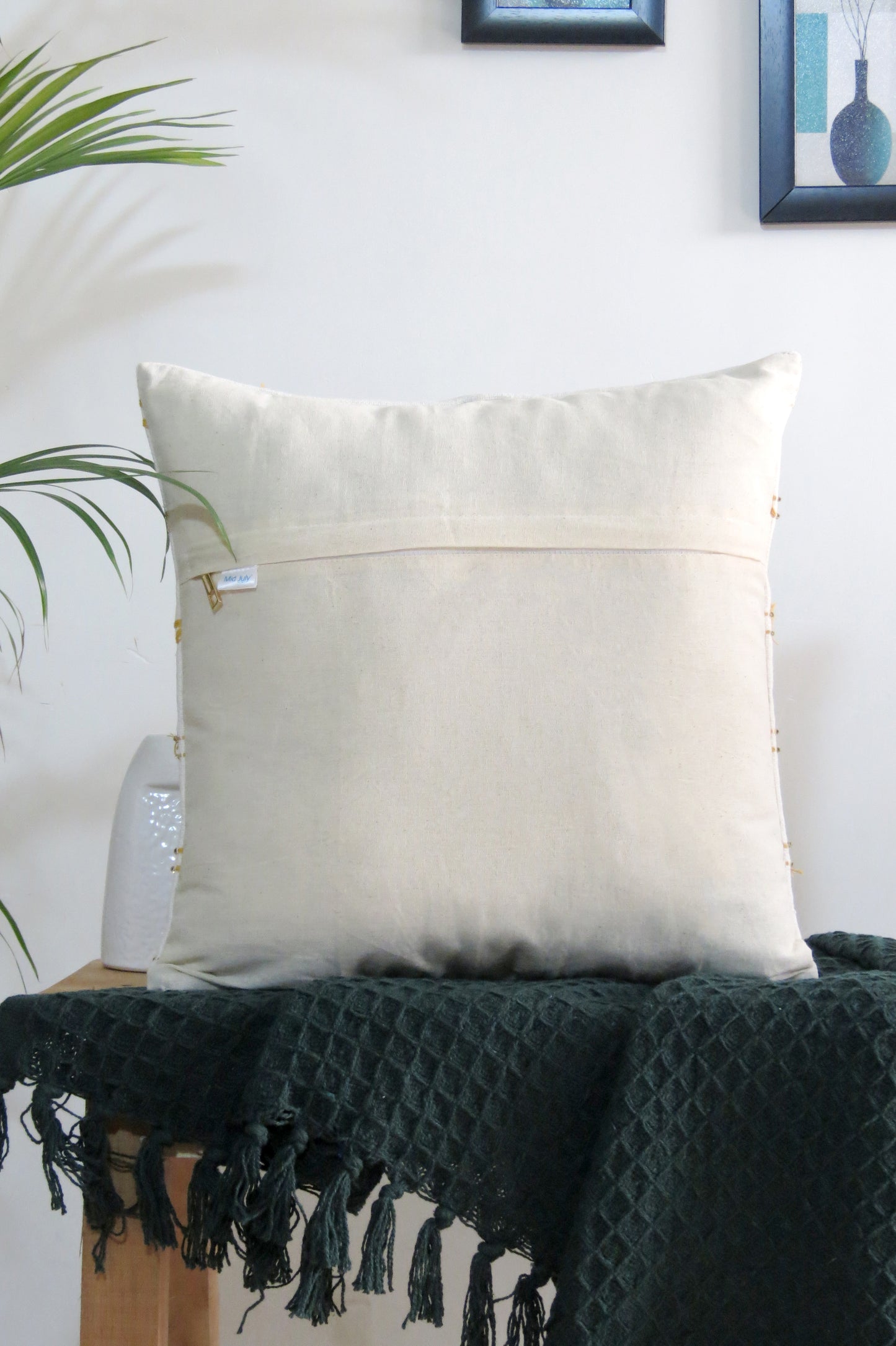 Day out White cotton cushion cover