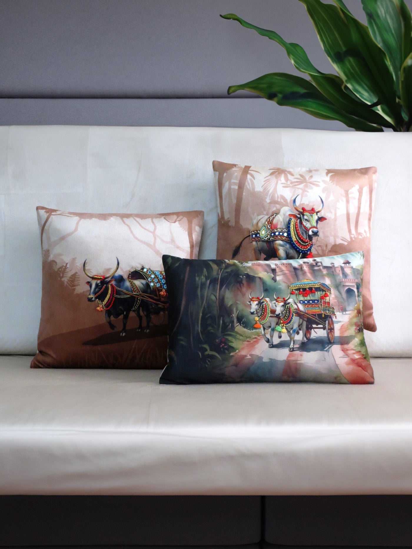 Pola Utsav Embroidered Cushion Cover Collection Set of 3 pcs
