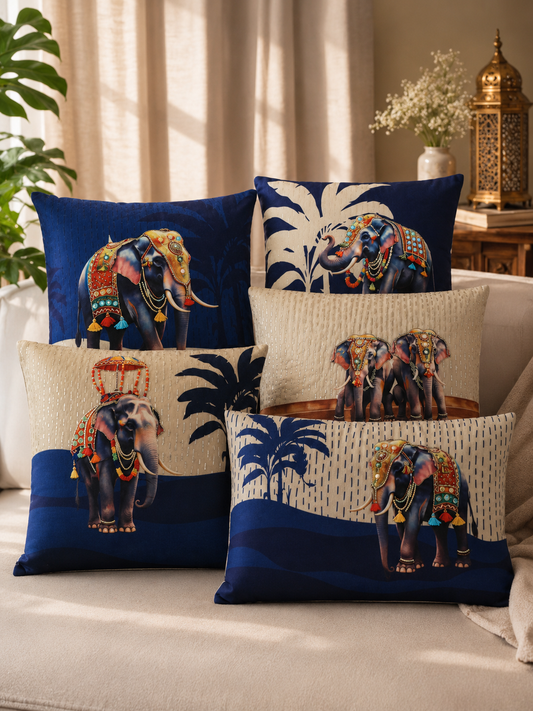 Gaja Utsav Embroidered Cushion Cover Collection Set of 5 pcs