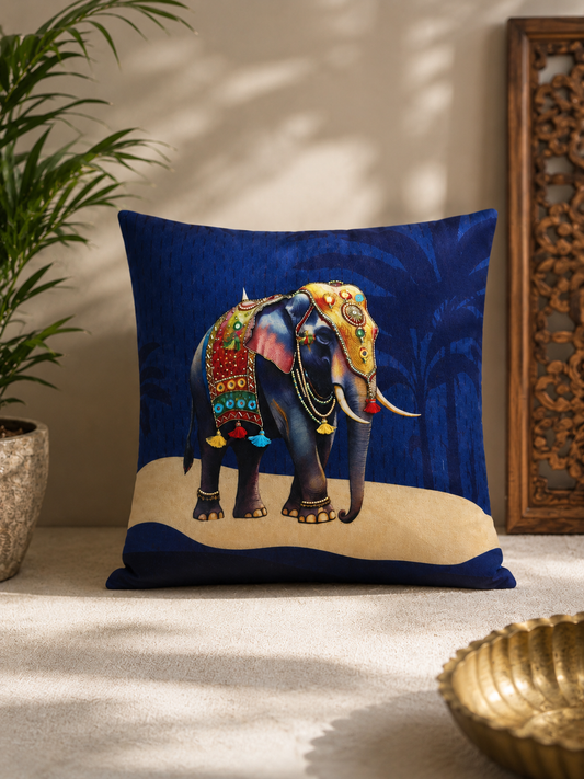 Gaja Utsav Embroidered Velvet Cushion Cover