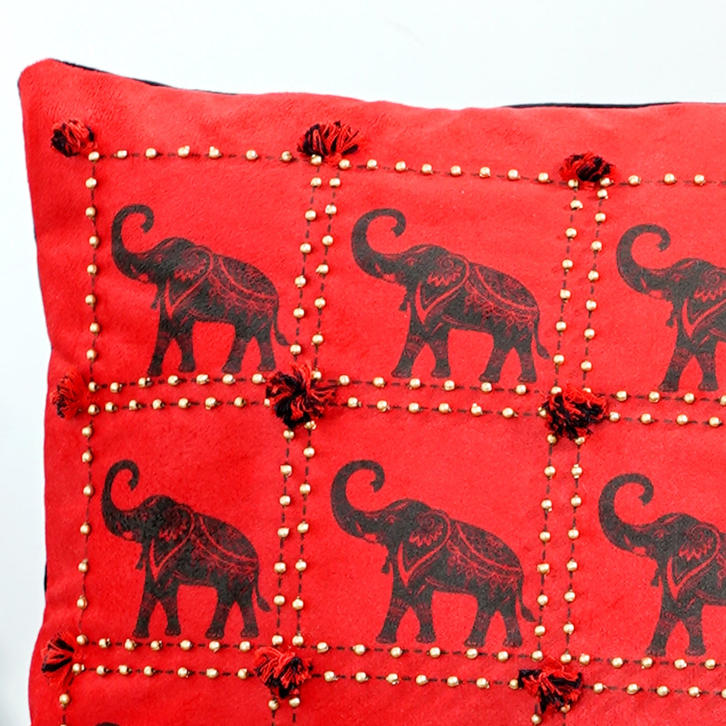 Black & Red Premium Velvet Printed Heritage Harmony Cushion Cover Set of 5
