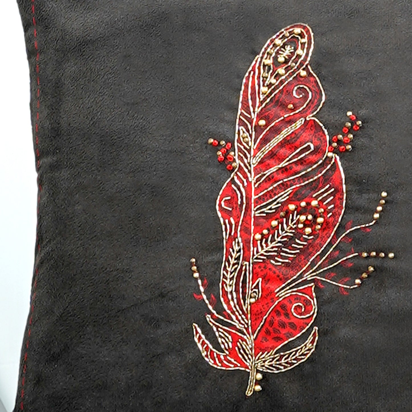Black & Red Premium Velvet Printed Heritage Harmony Cushion Cover Set of 5