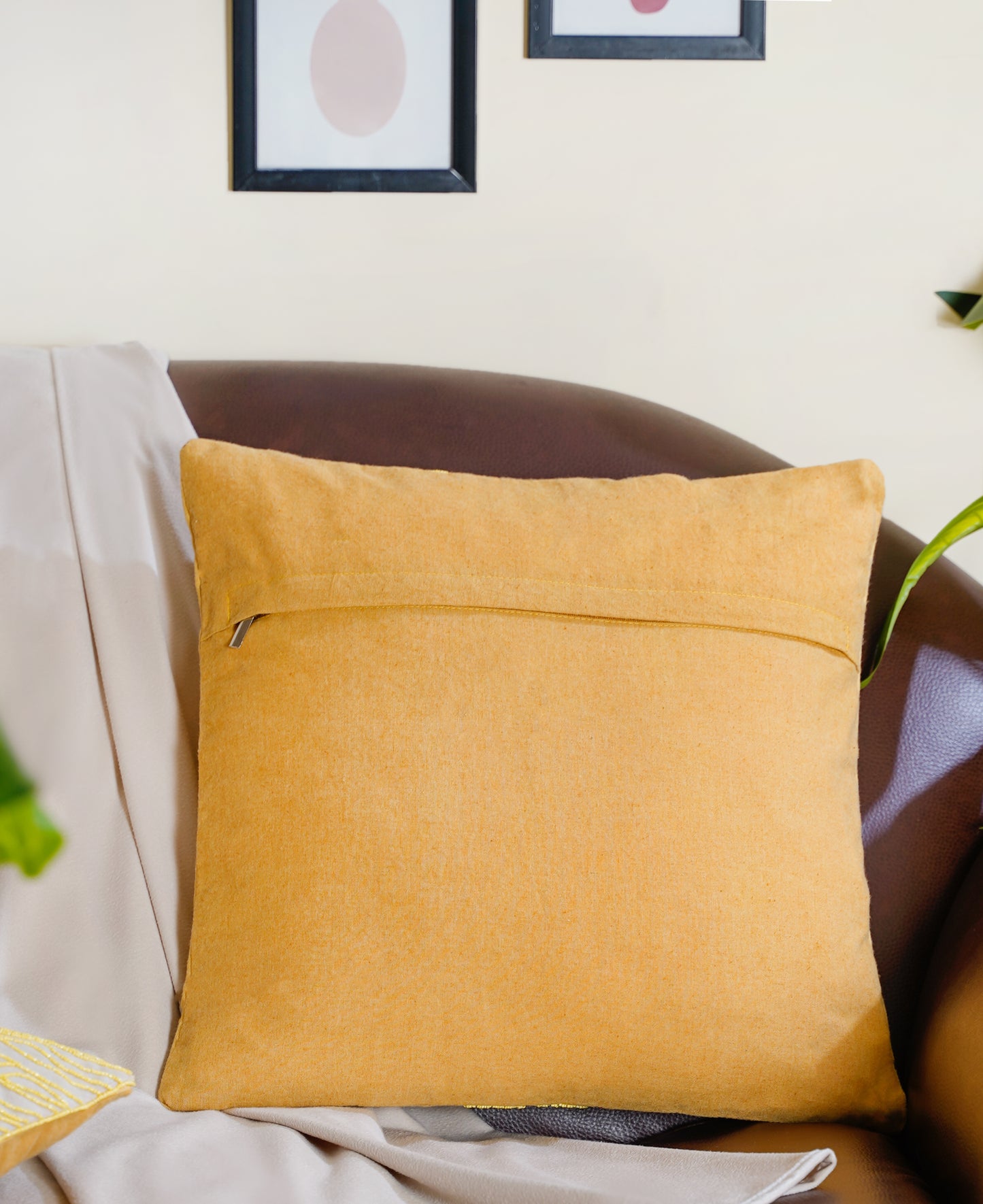 The Yellow Morning Abstract Cushion Cover 16 inch